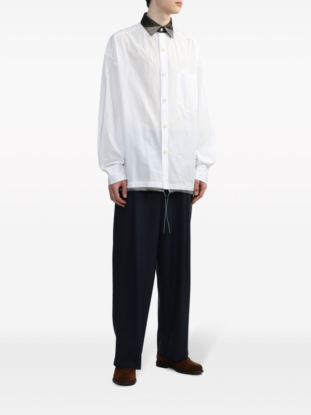 striped-collar cotton shirt - 2