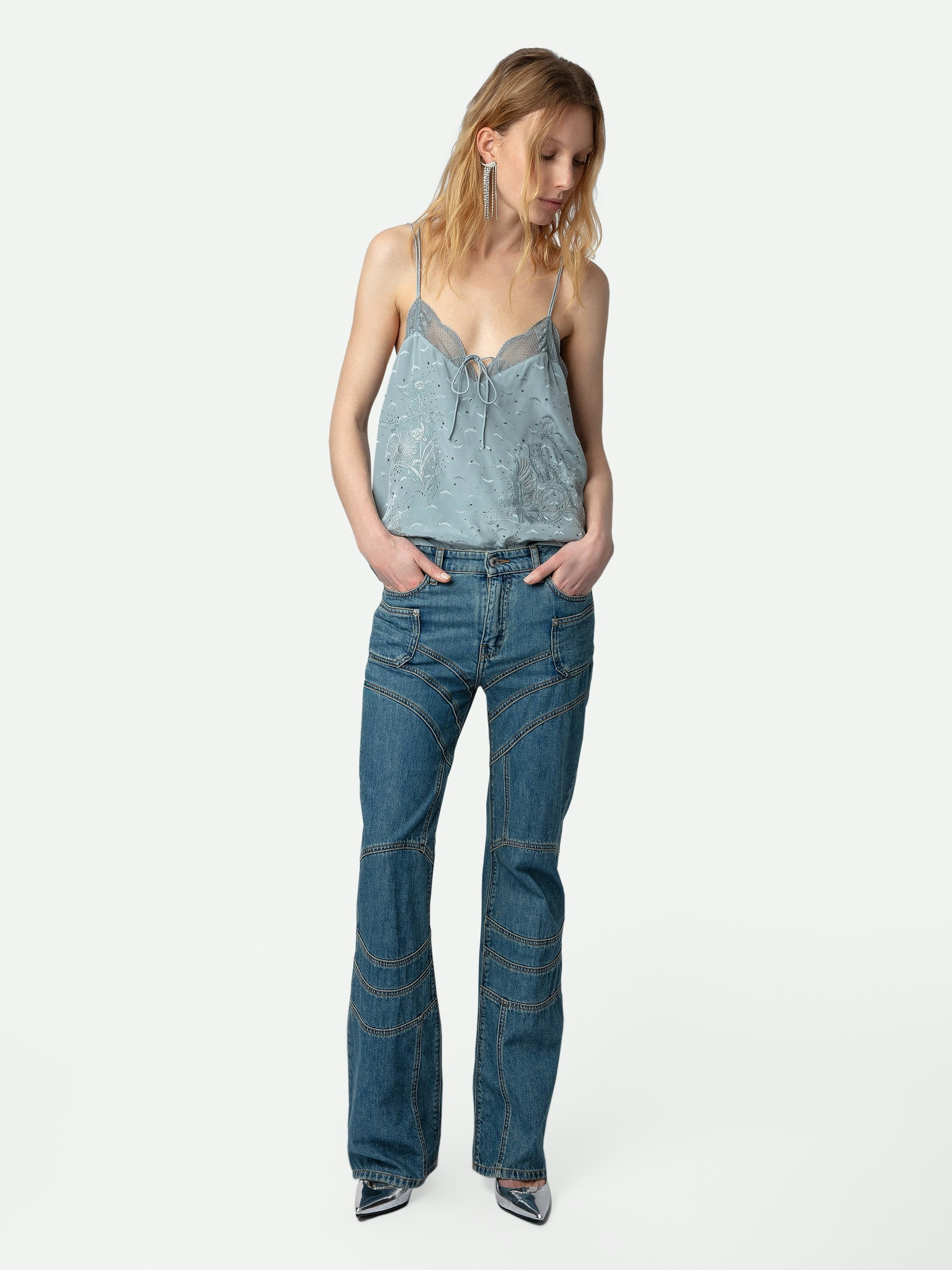 Capela Diamanté Silk Jacquard Camisole - 2