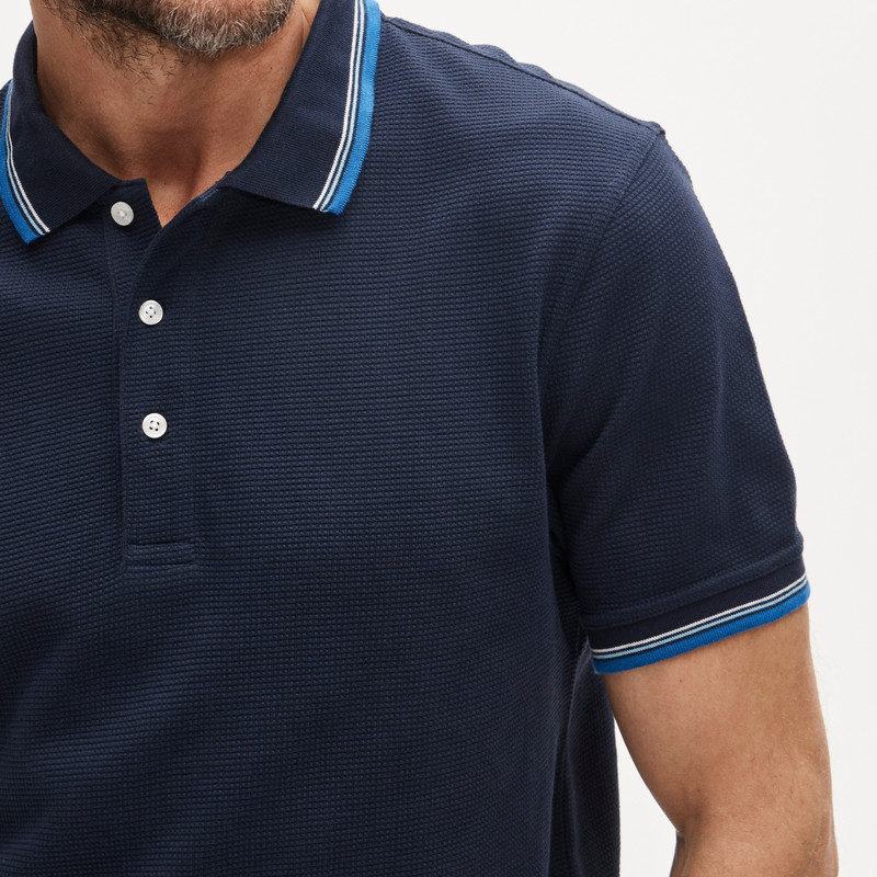 Tipped waffle-knit cotton polo shirt 3