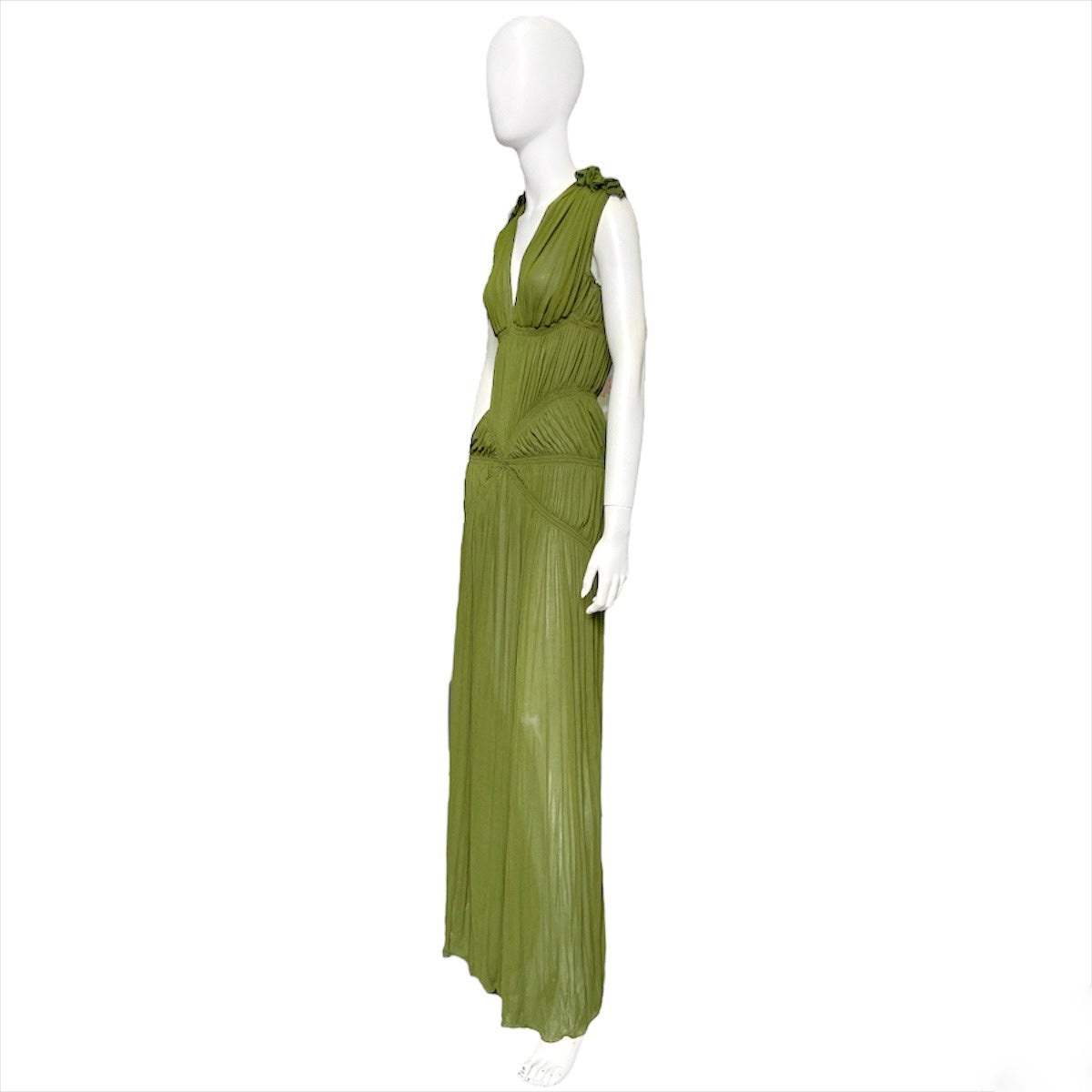 Jean Paul Gaultier spring 2011 green pleated ruffles maxi dress - 5