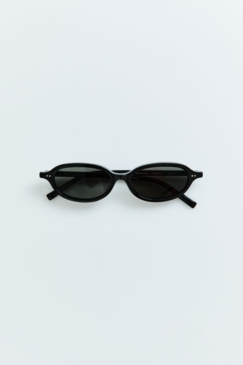 90s Slim Oval Sunglasses - Black 1