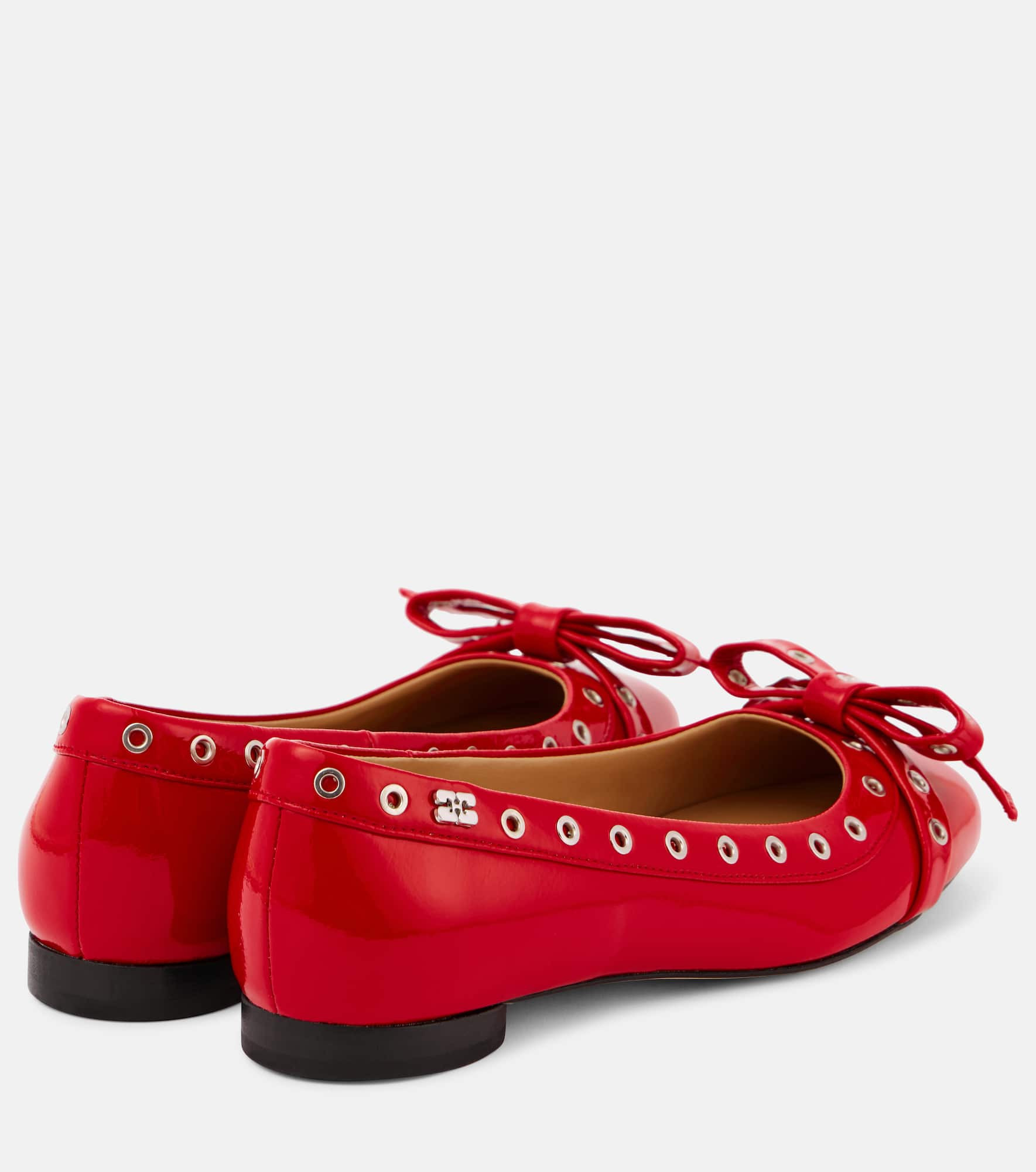 Bow-detail faux leather ballet flats - 2