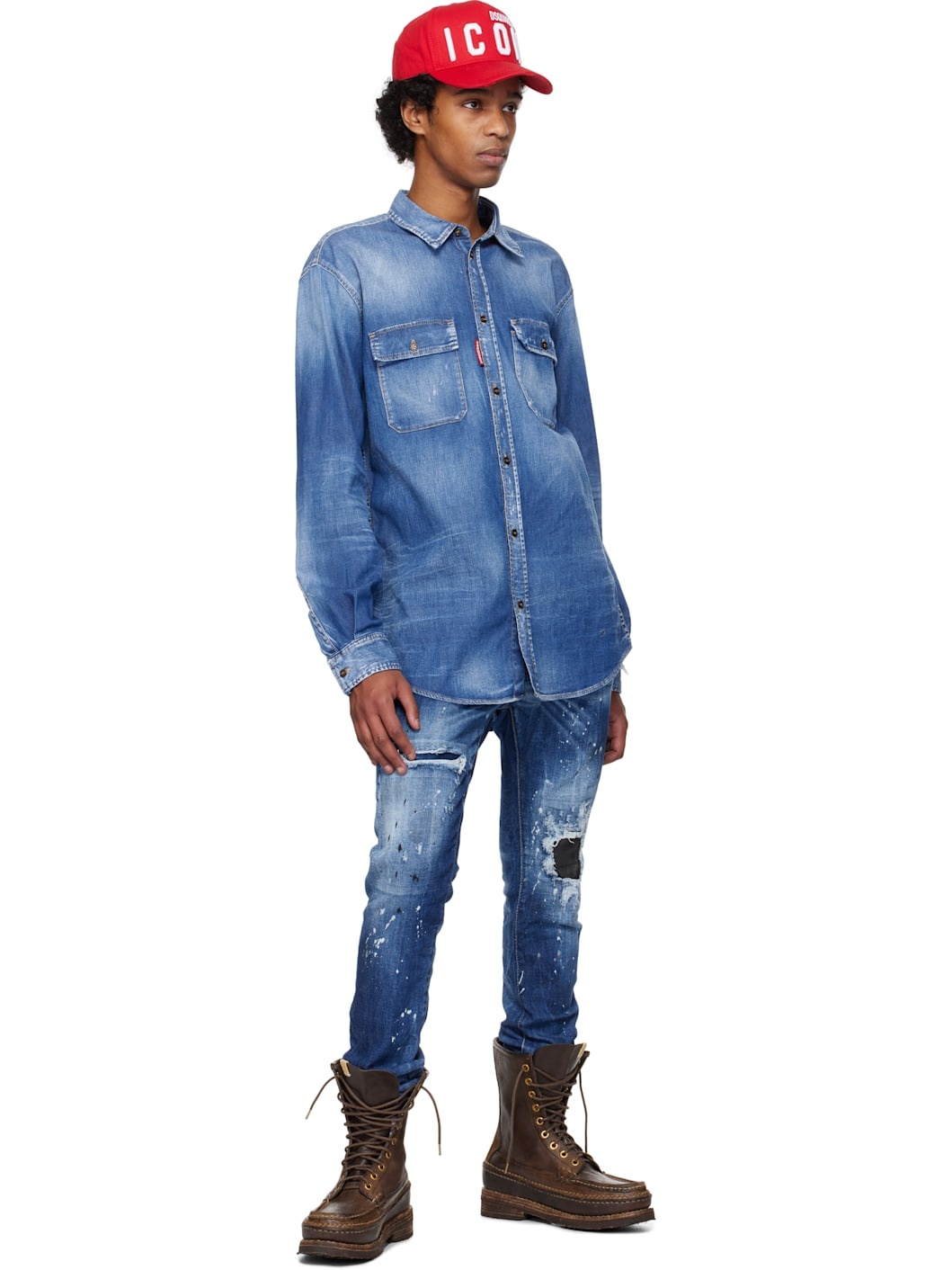 Blue Medium Ripped Wash Cool Guy Jeans - 5