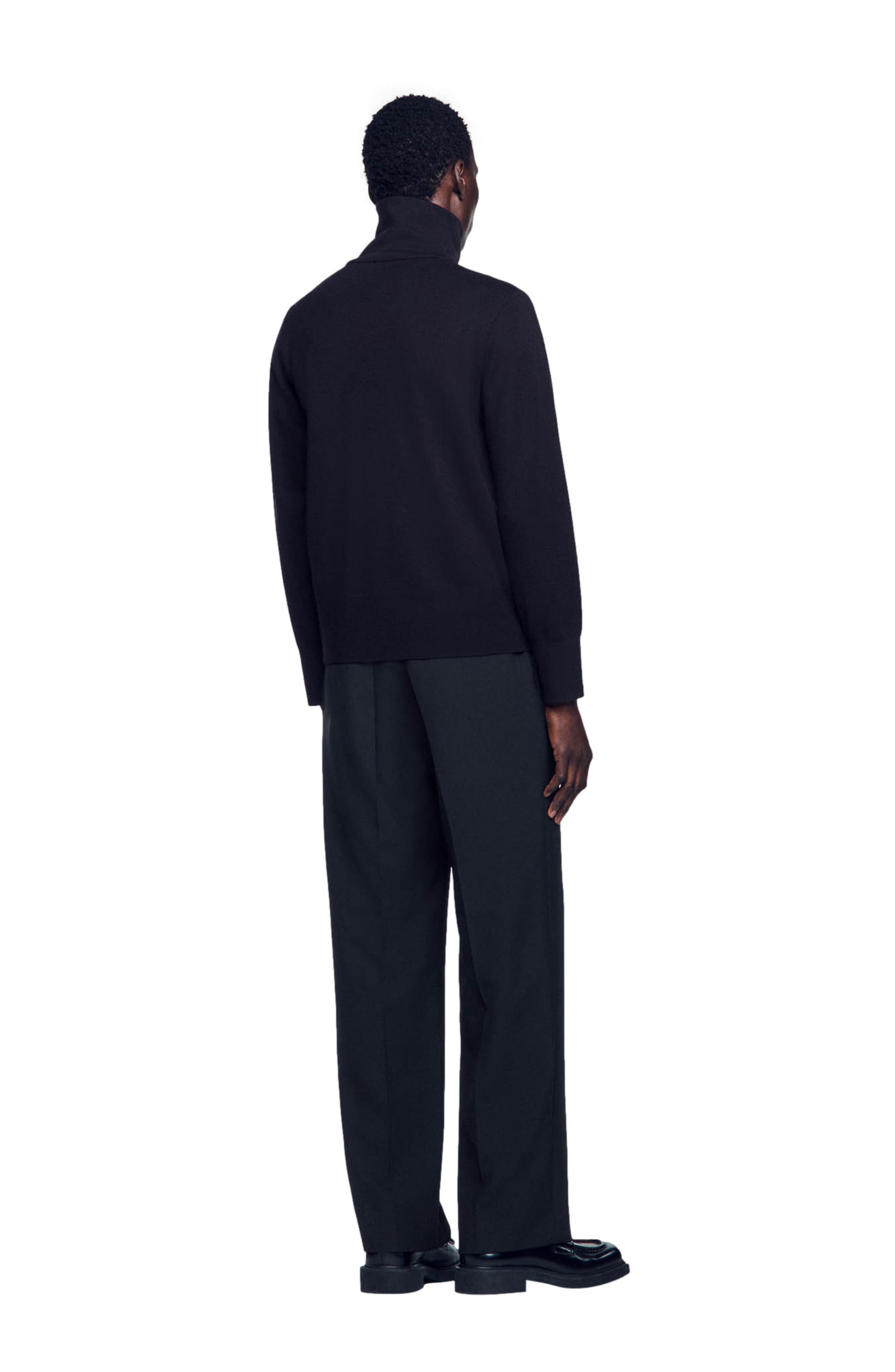 SANDRO Zip-up wool cardigan in Navy Blue at Nordstrom - 2