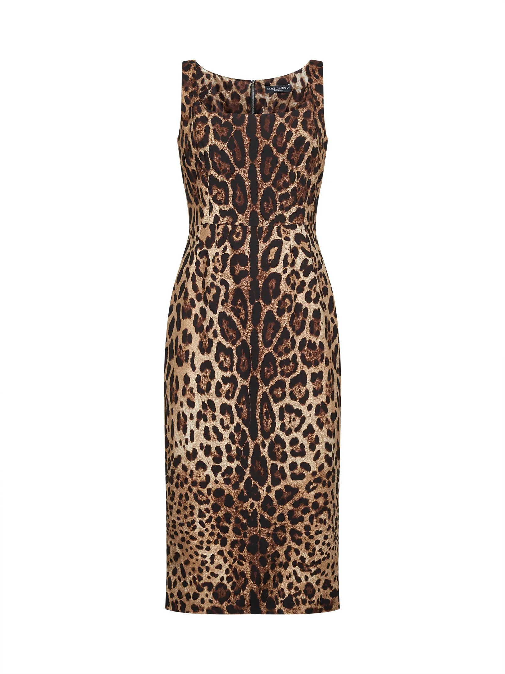 Leopard printed stretch charmeuse midi dress - 1