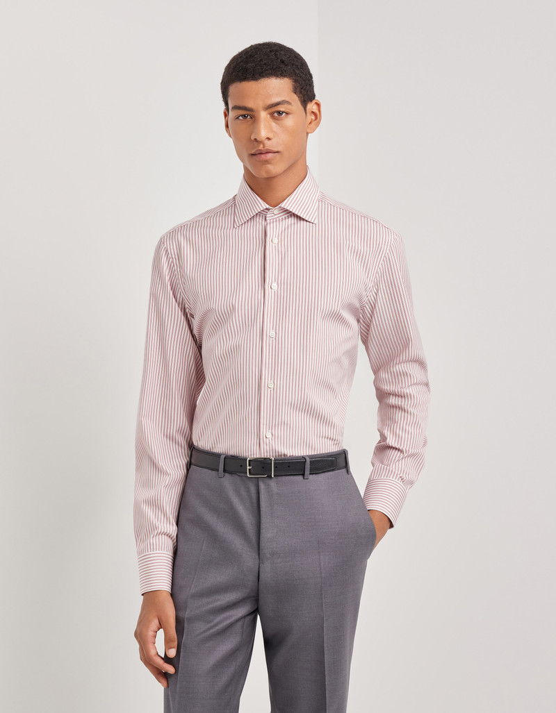 Canali CANALI NUVOLA WHITE AND PINK COTTON SHIRT outlook