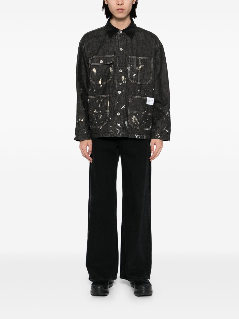 corduroy-collar washed-coverall jacket - 2