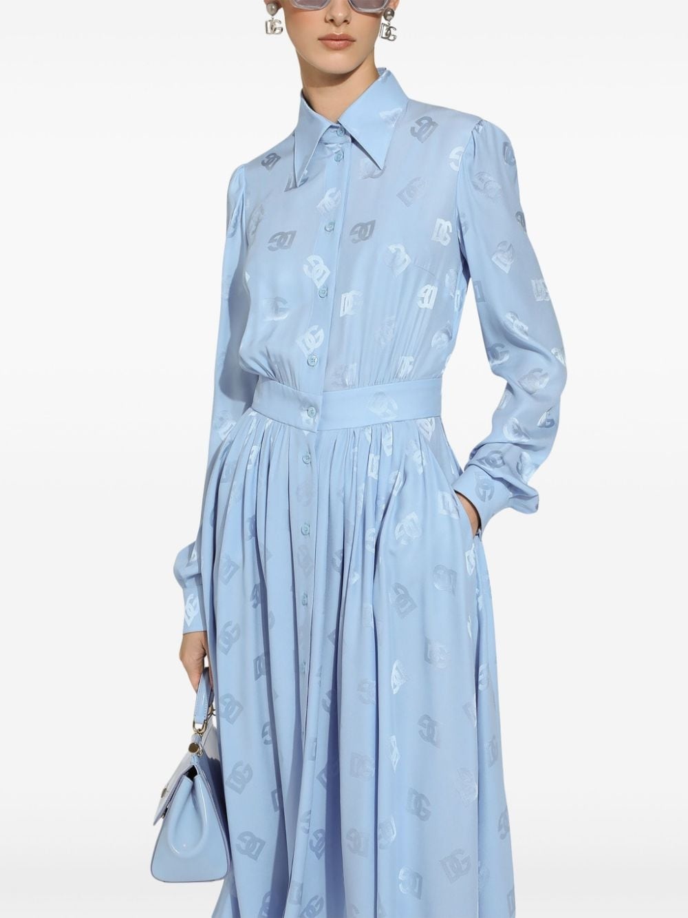 monogram-jacquard shirt dress - 5