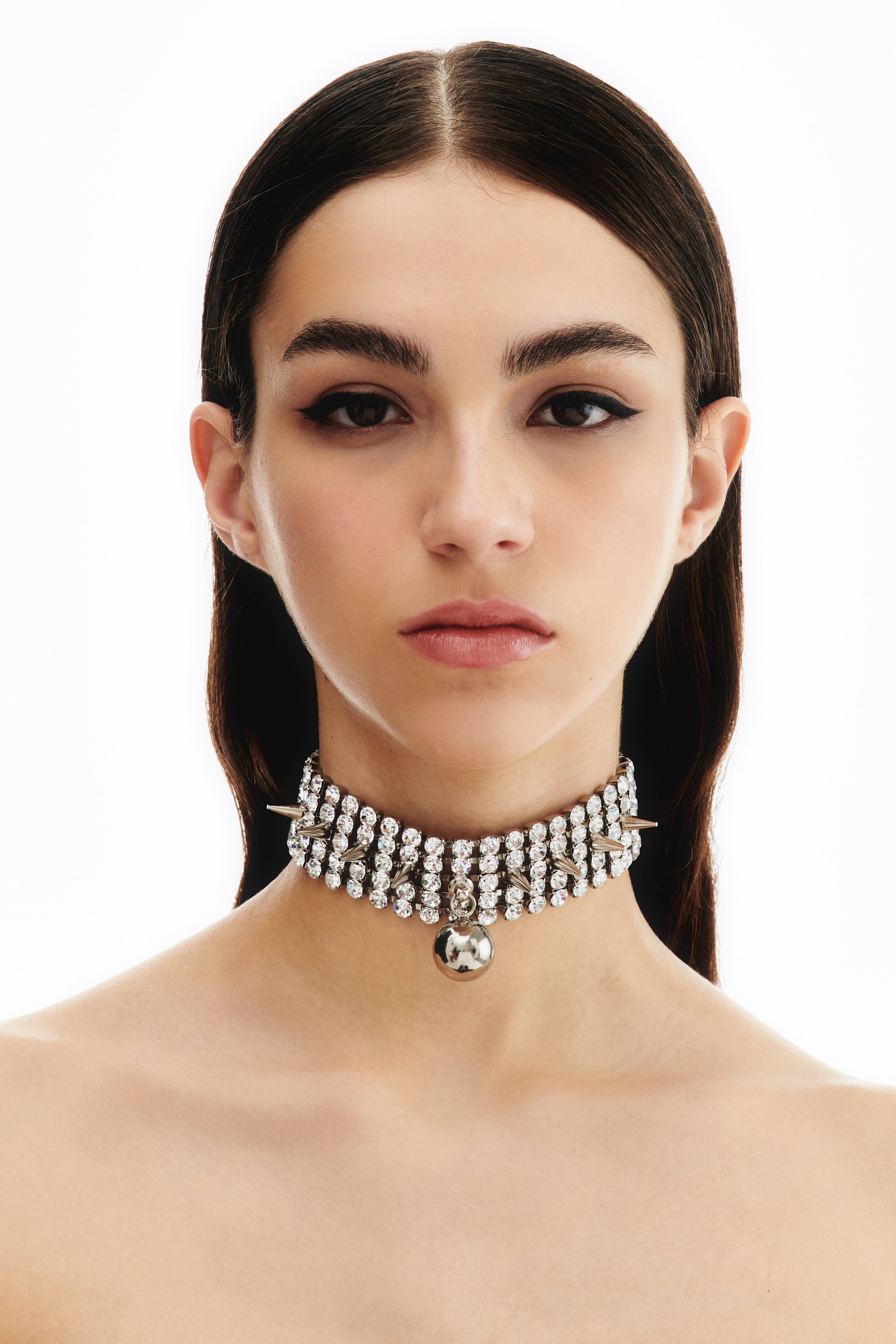 CRYSTAL CHOKER WITH SPIKES AND PENDANT - 3