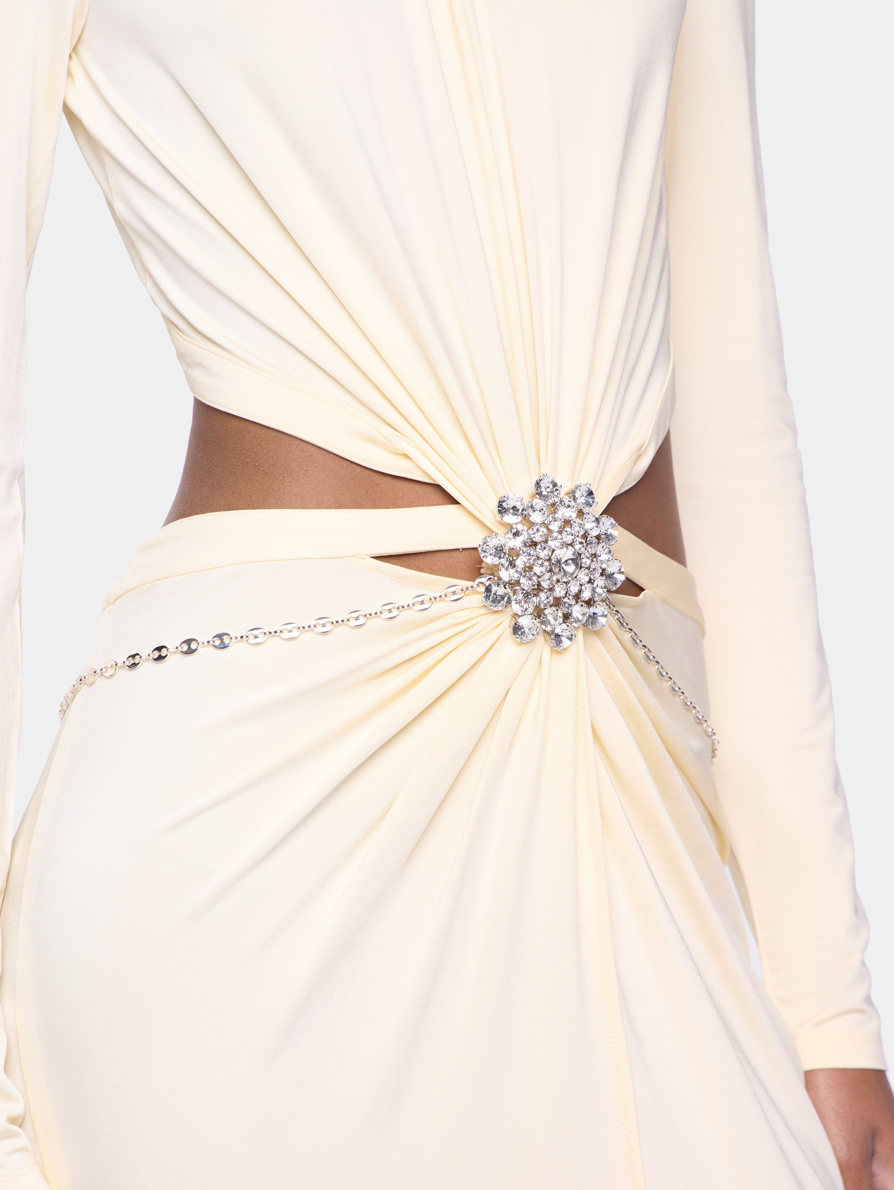 CREAM LONG DRESS IN JERSEY - 6