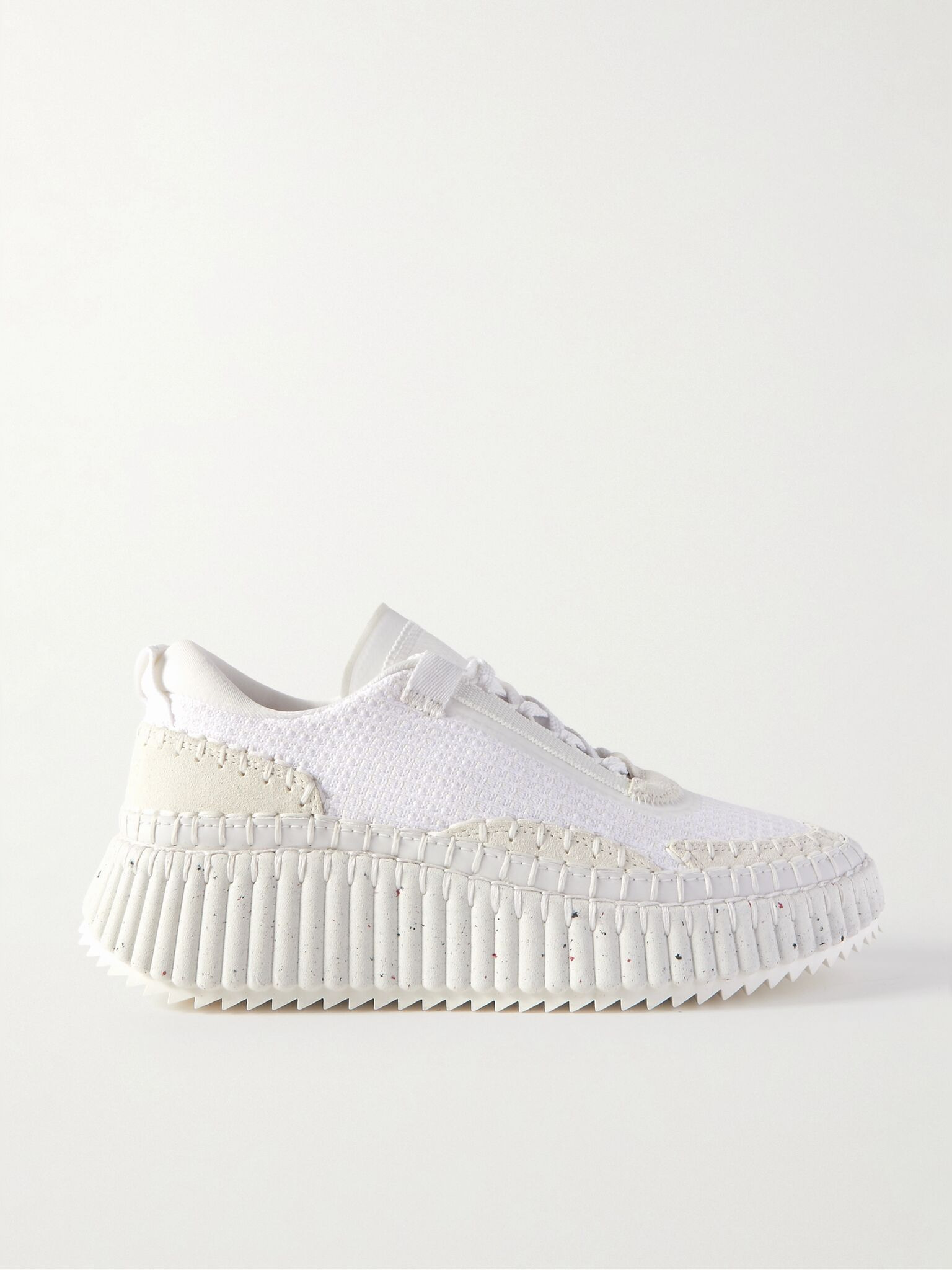 Nama embroidered suede and recycled mesh sneakers White - 1