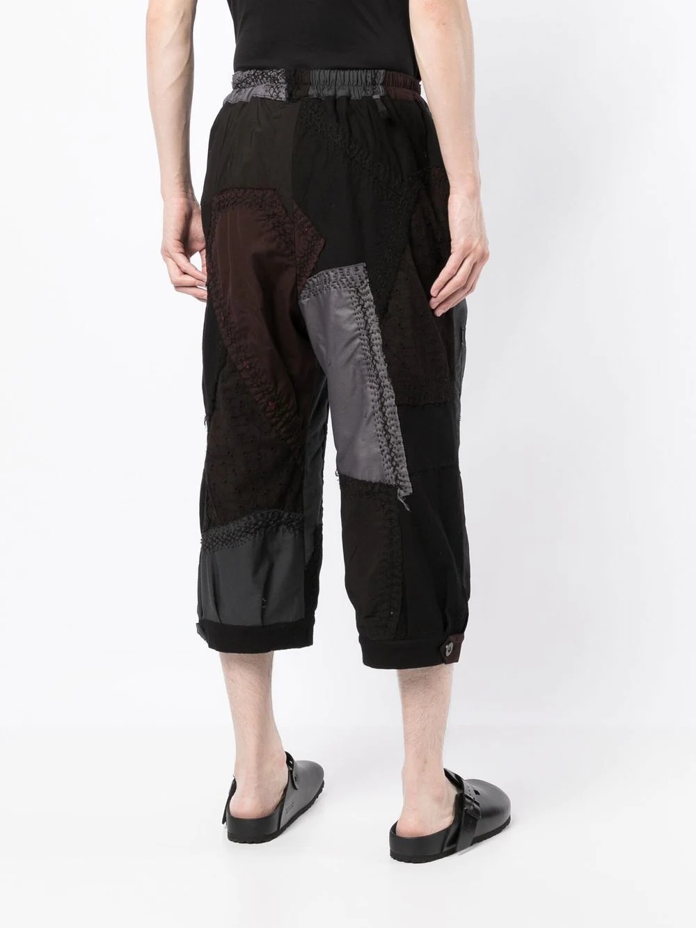 patchwork slip-on cropped trousers - 4