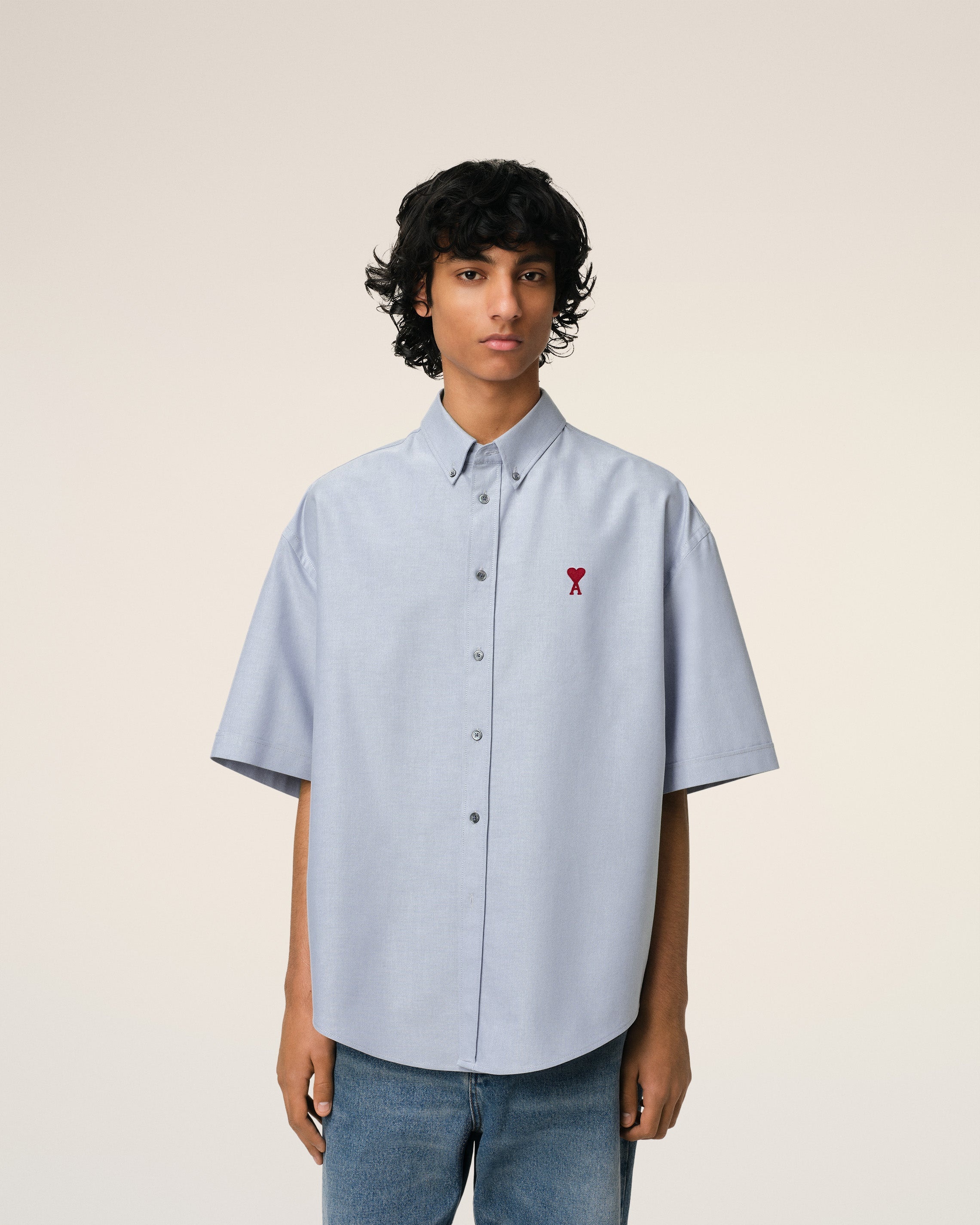 BLUE COTTON BOXY FIT SHORT SLEEVES SHIRT - 3