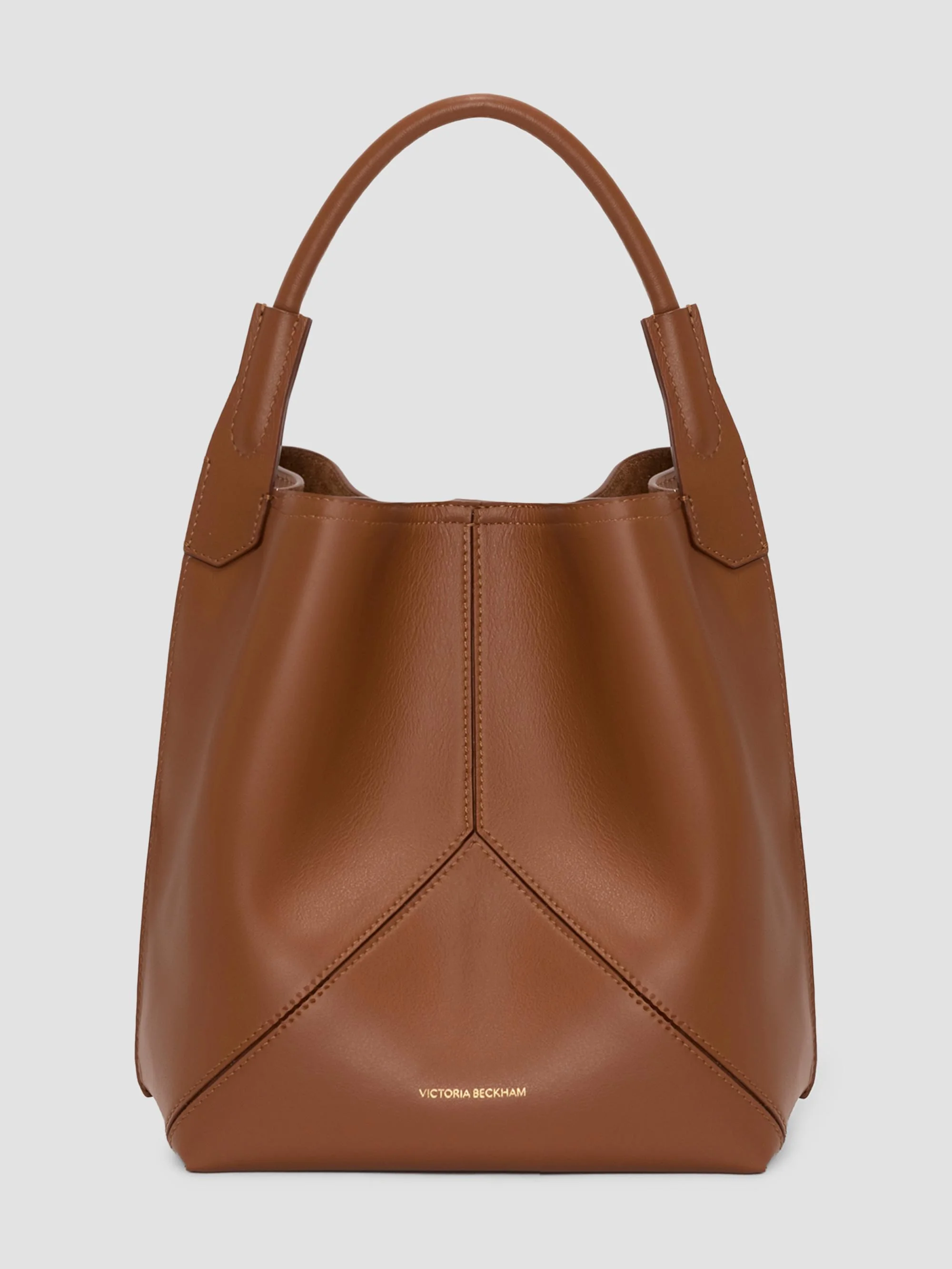 Women's Victoria Leather Bucket Bag - Dark Tan - 1