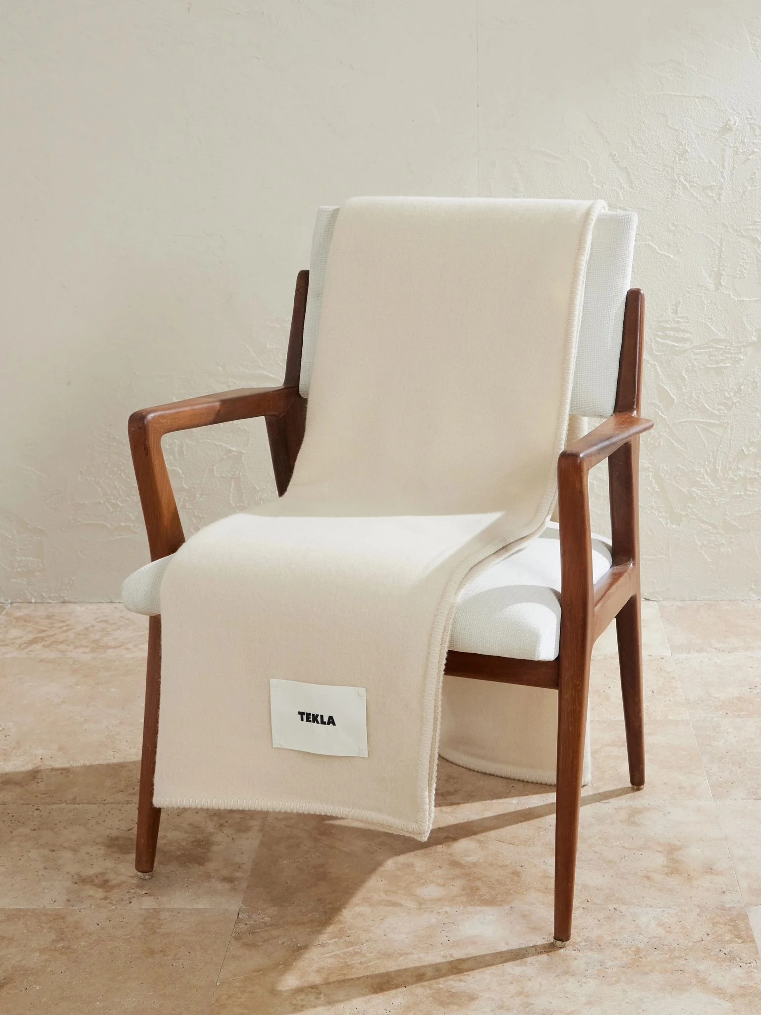 Logo-Appliquéd Wool Blanket Cream - 1