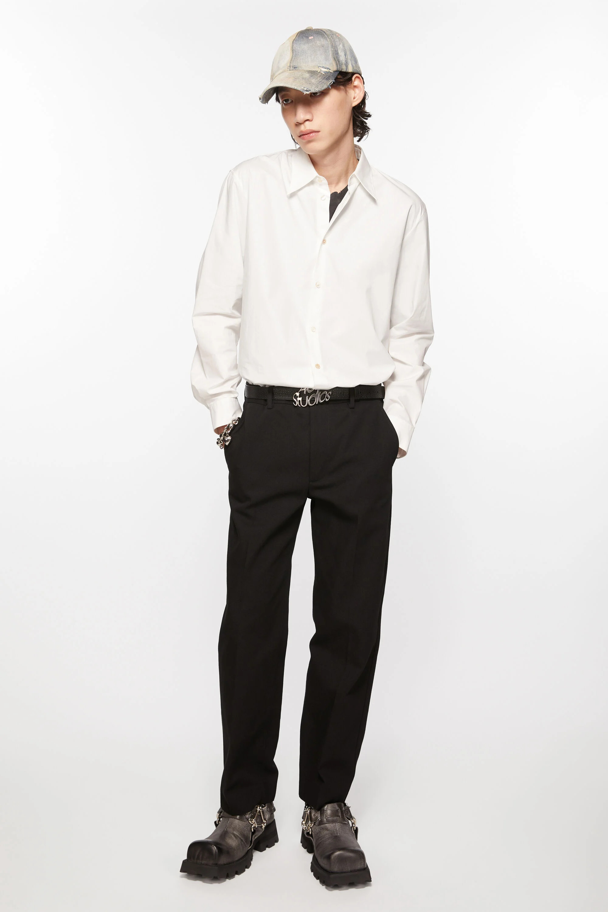 Twill cotton-blend trousers - Black - 4