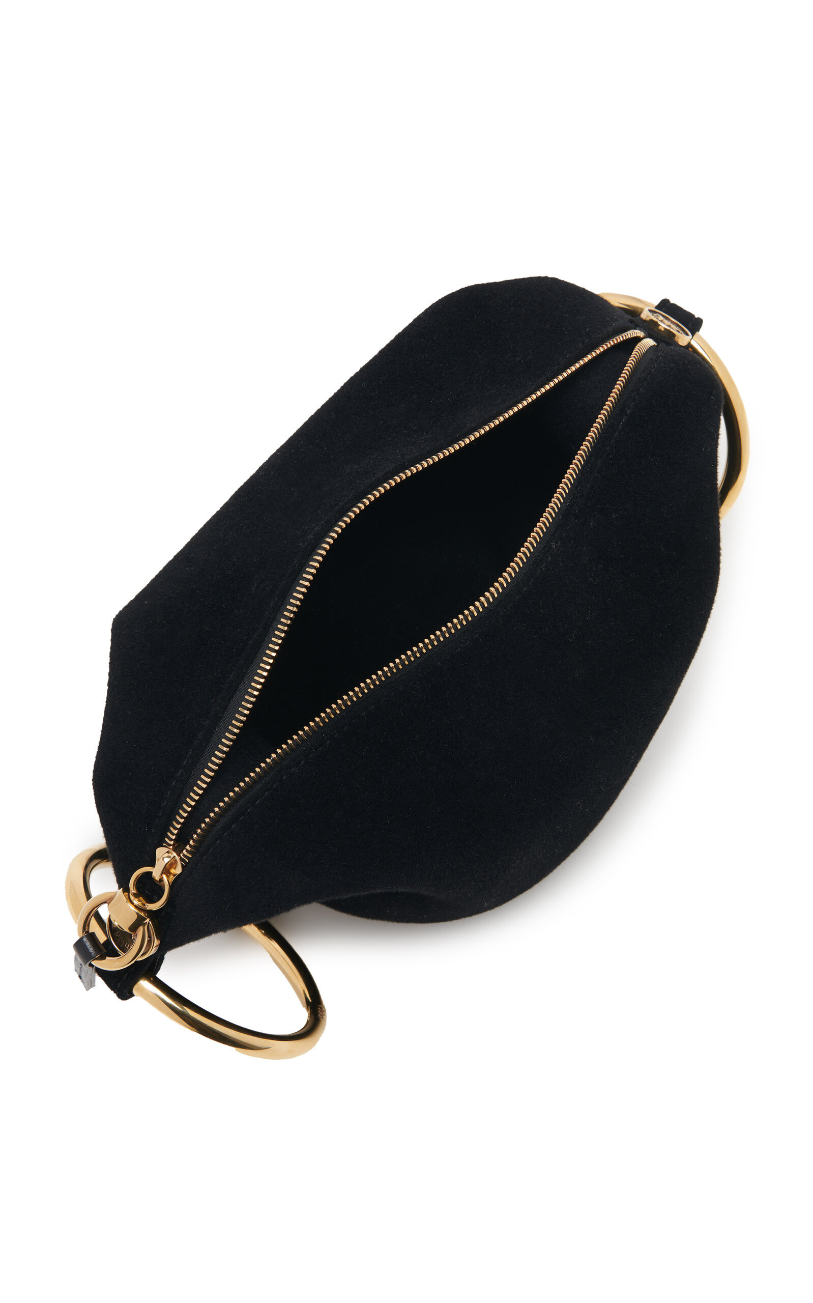 Ring-Detailed Suede Shoulder Bag black - 6