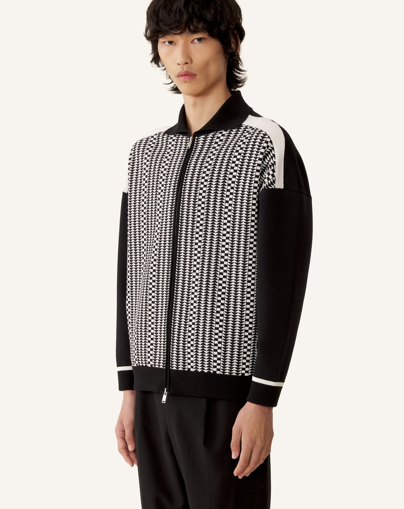 ZIP JACKET IN SILK AND COTTON JACQUARD 3