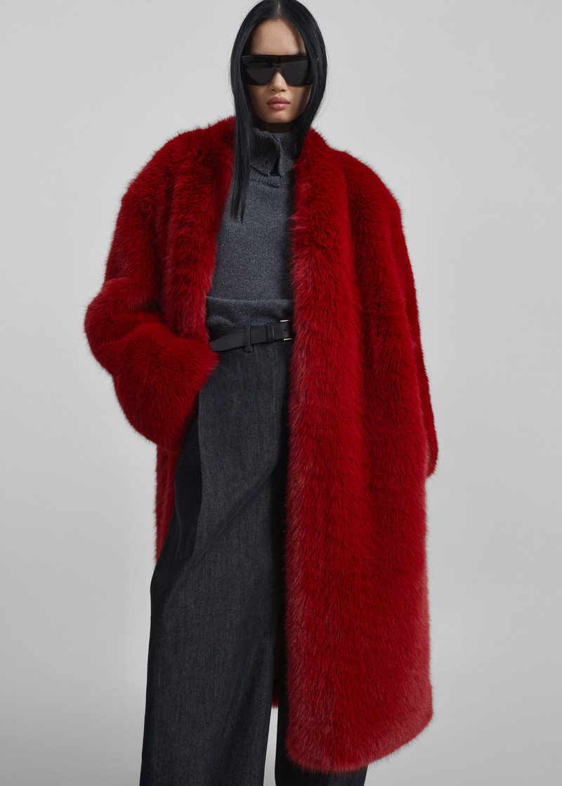 Destiny Padded Faux Fur Coat - Red 5