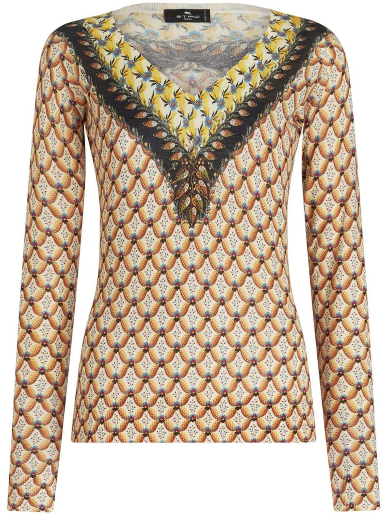 floral-print knitted top 1