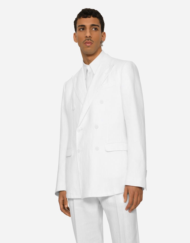 Double-breasted linen Taormina jacket - 4