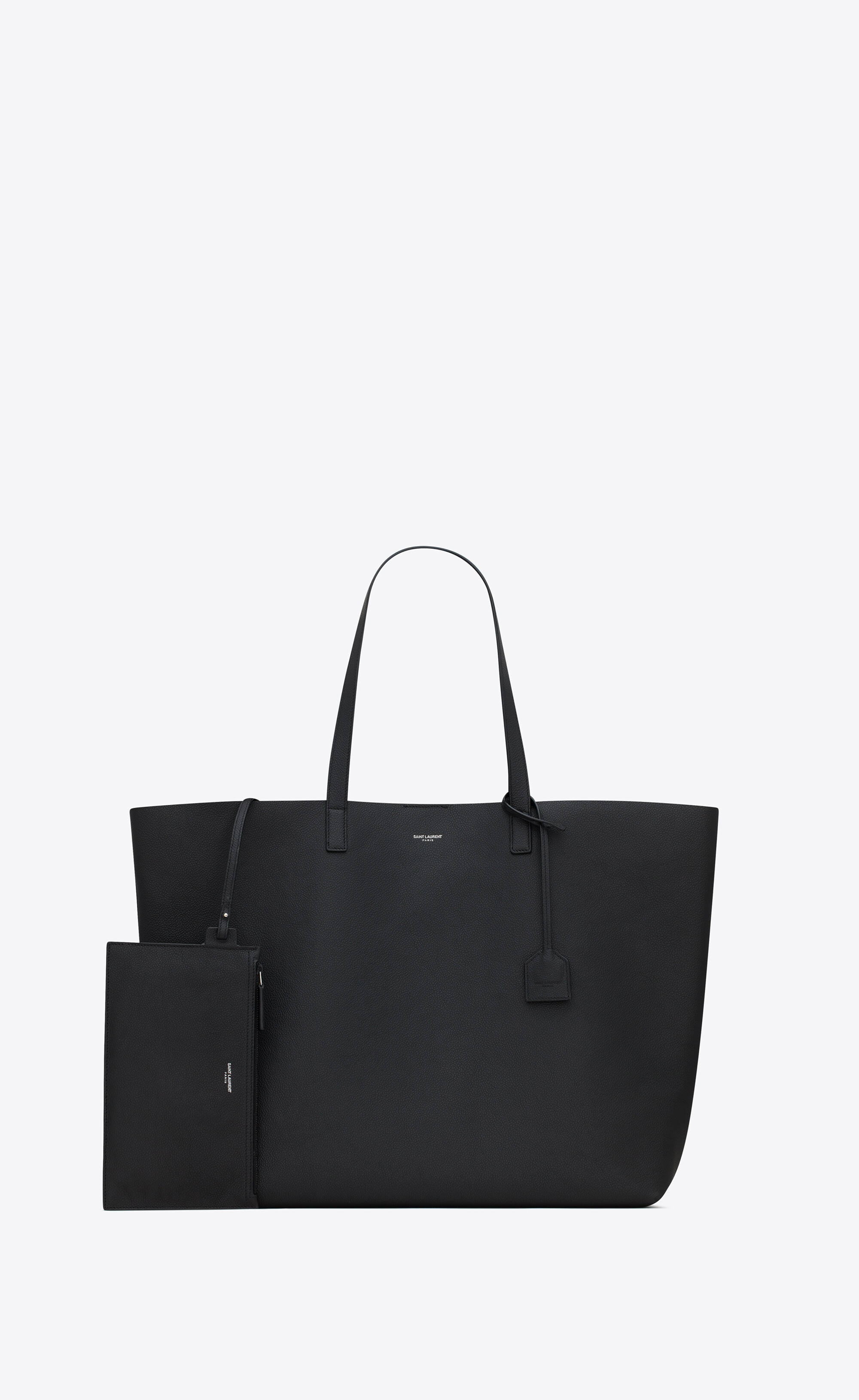 bold east/west shopping bag in grained leather - 5