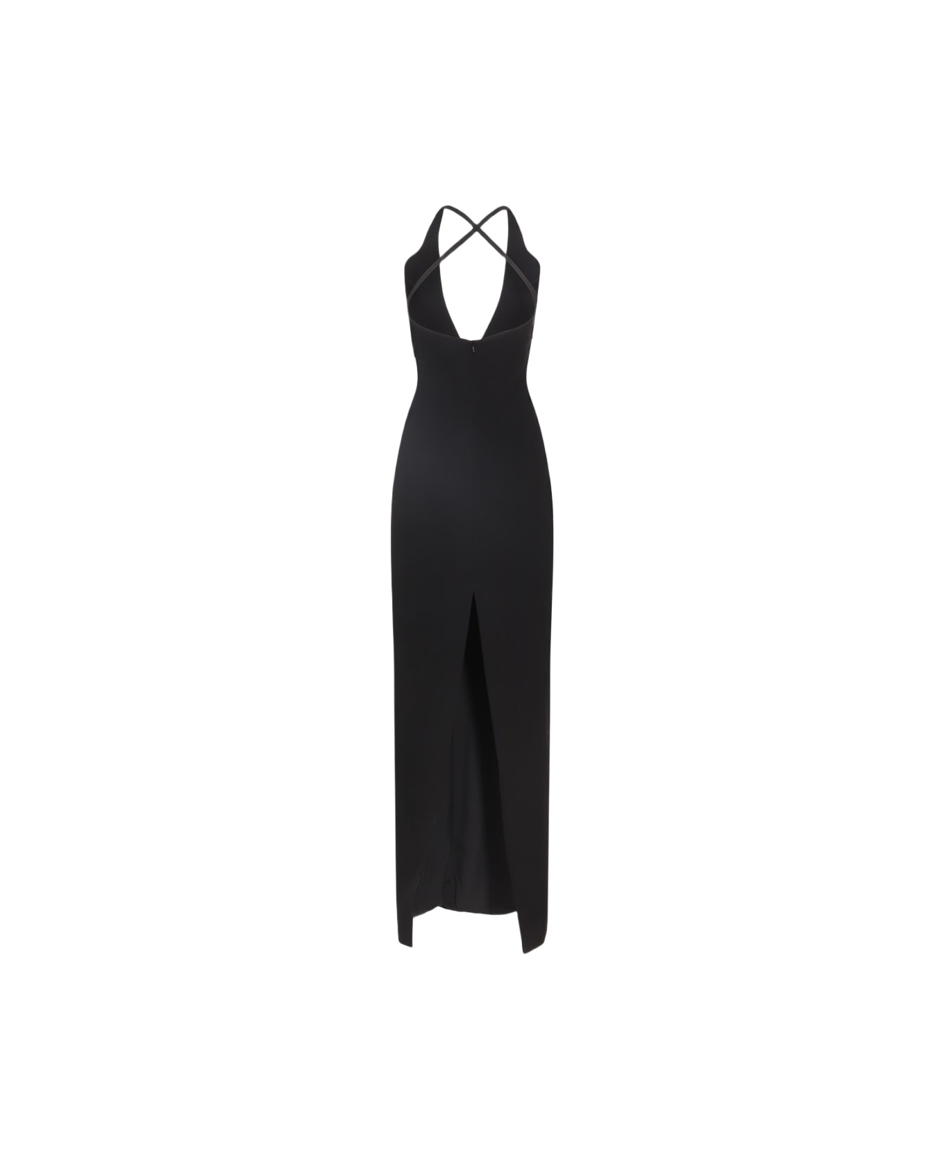 Black Petal Cut Out Long Dress - 1