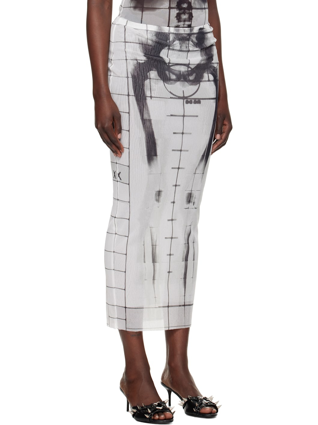 White & Black 'The Squeletor' Maxi Skirt - 2