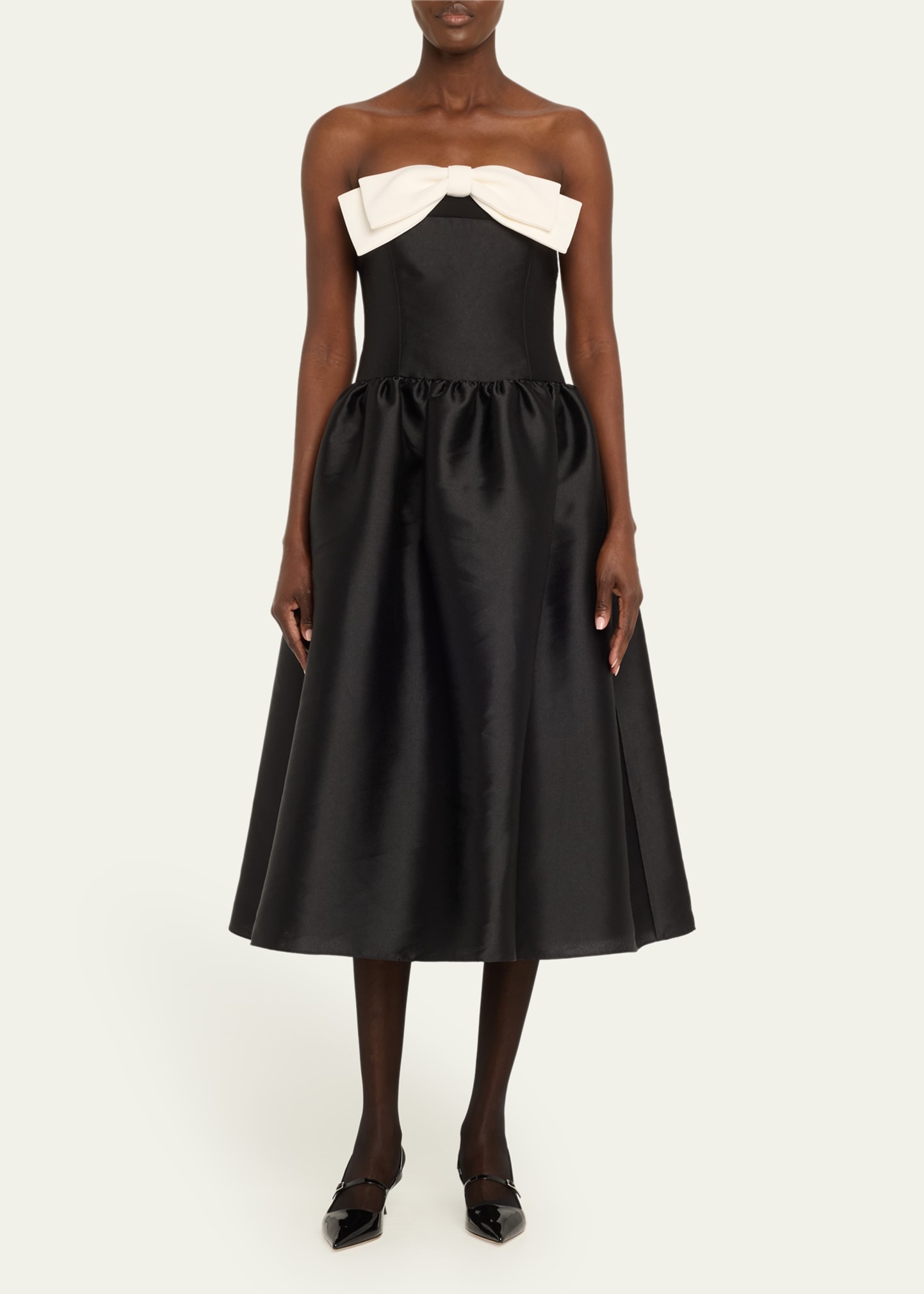self-portrait Taffeta Bow Midi Dress | bergdorfgoodman