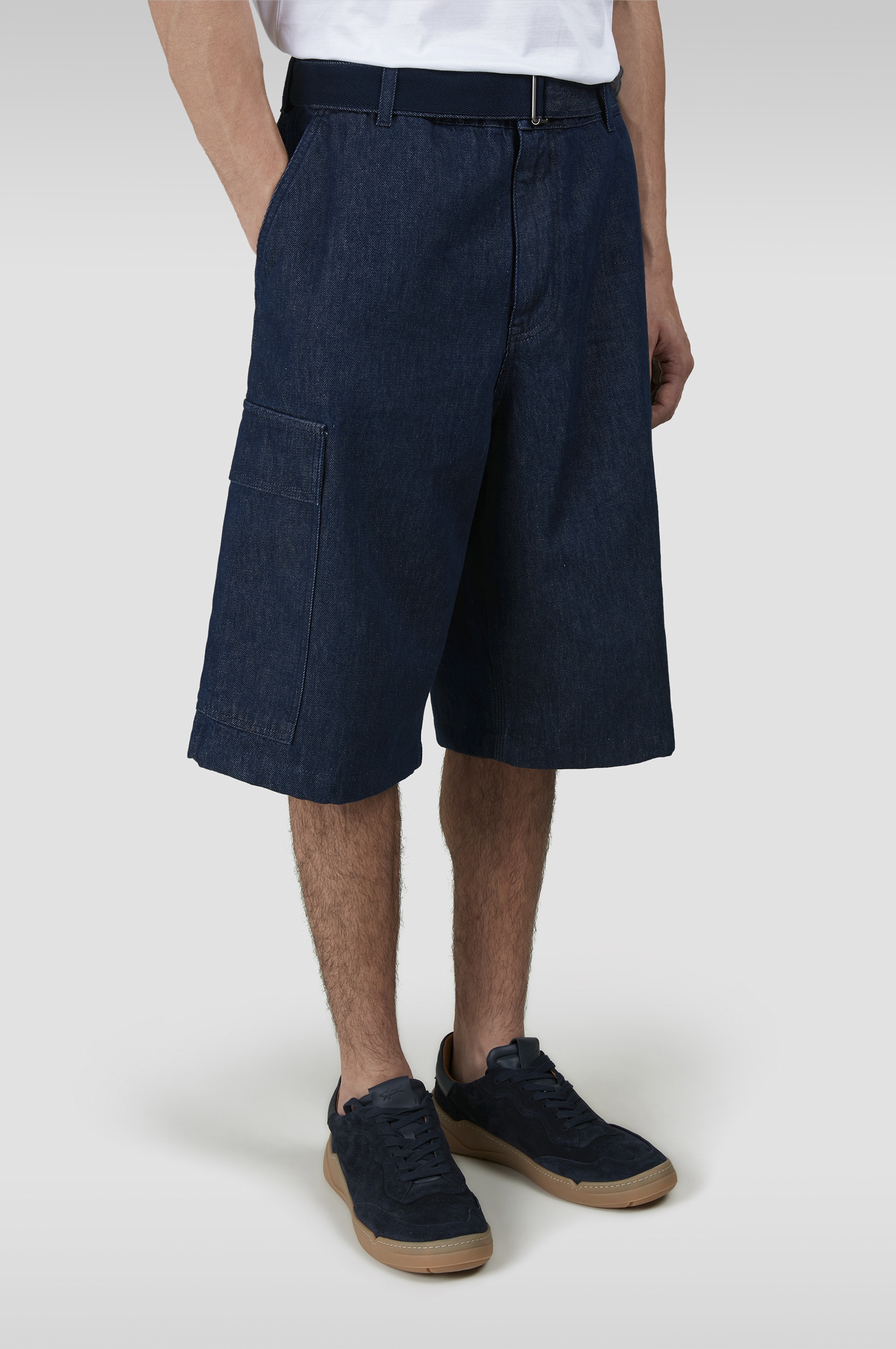 RAW DENIM CARGO BERMUDA SHORTS - 7