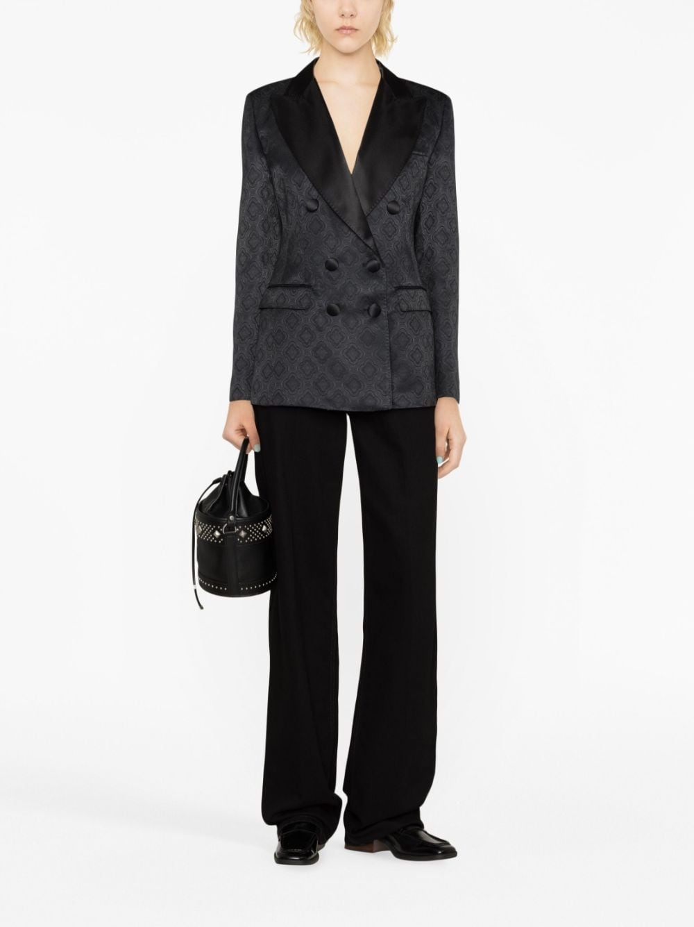 patterned-jacquard satin blazer - 2