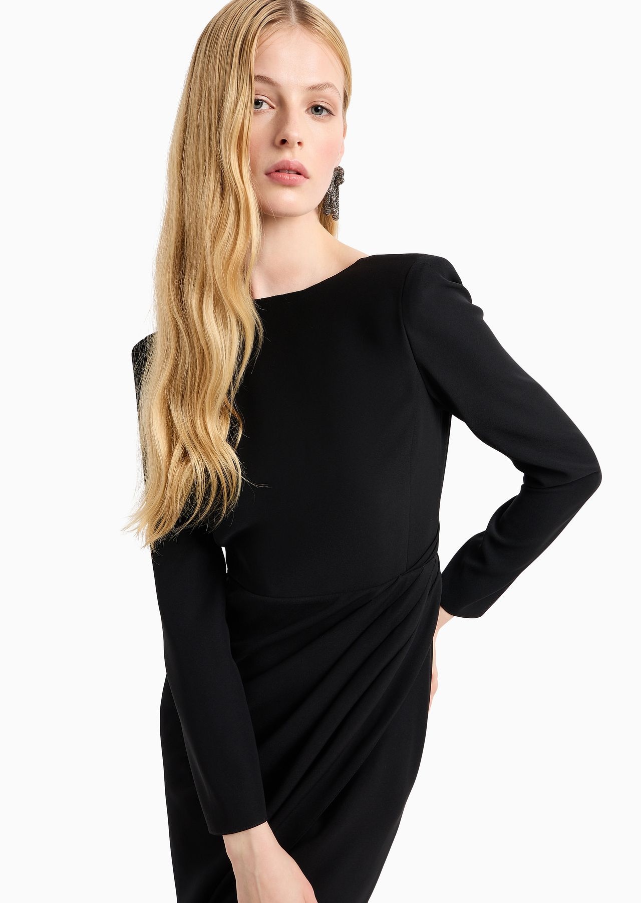 Techno cady midi dress with side draping - 6