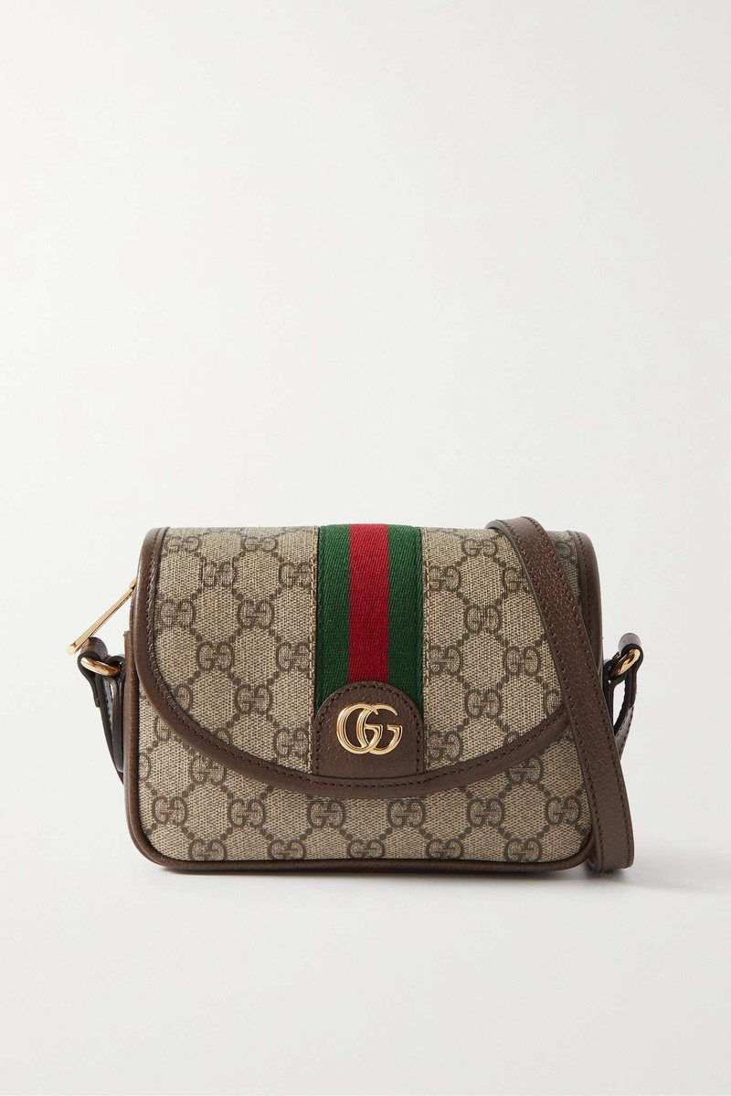 Ophidia leather-trimmed printed coated-canvas shoulder bag - 1