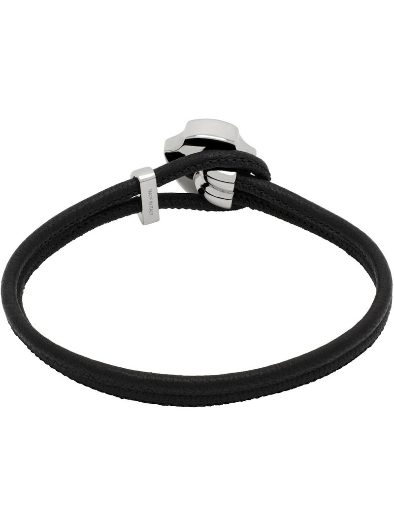 Burberry Black Leather B Shield Bracelet outlook