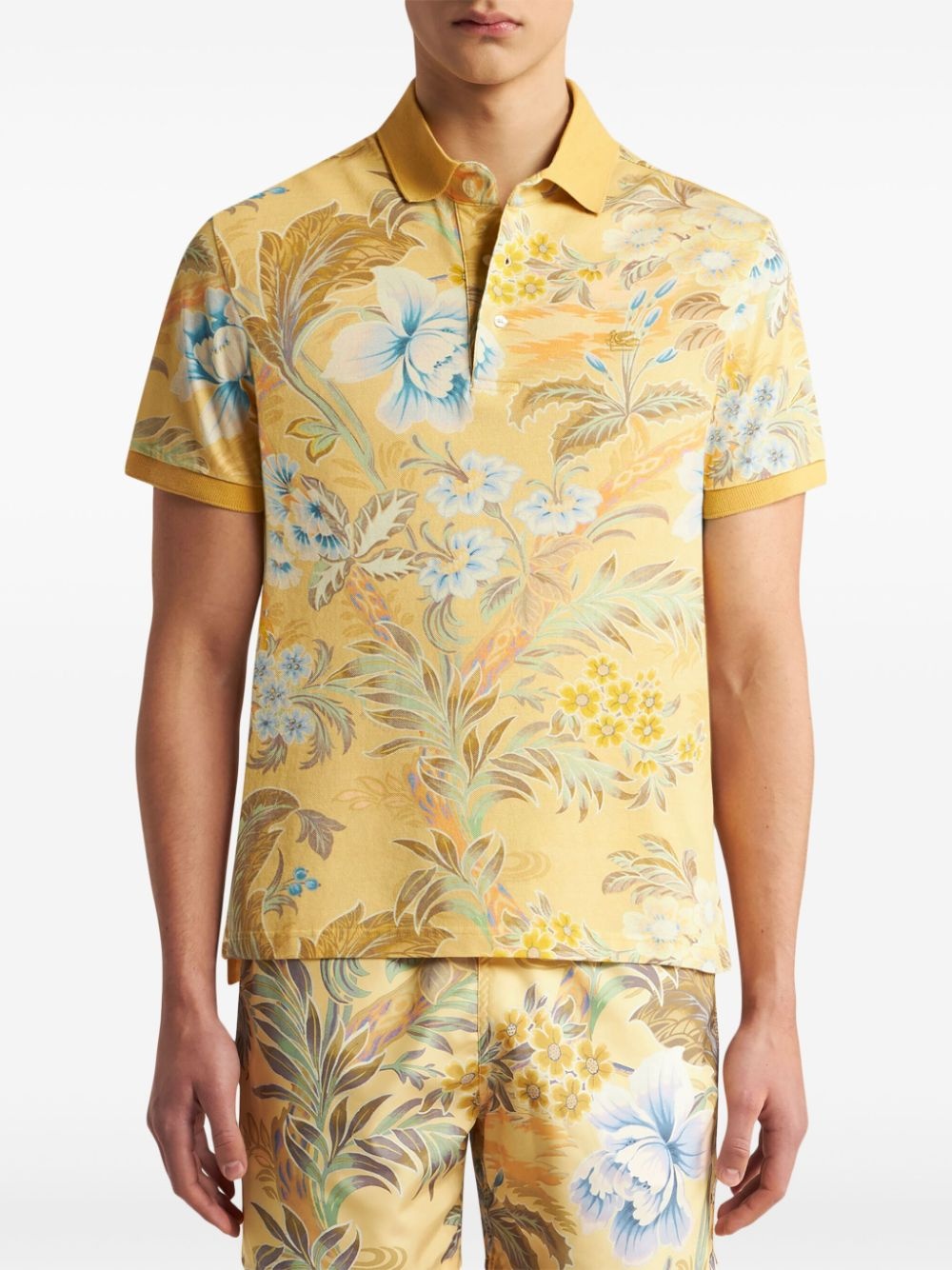 floral-print cotton polo shirt - 3