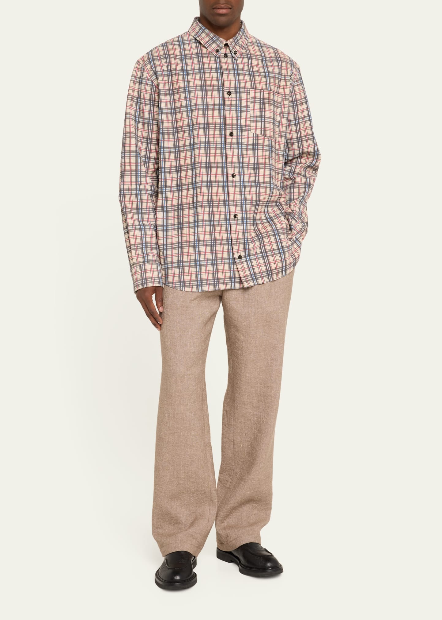 Men's Graph Check Printed Leather Shirt - 2