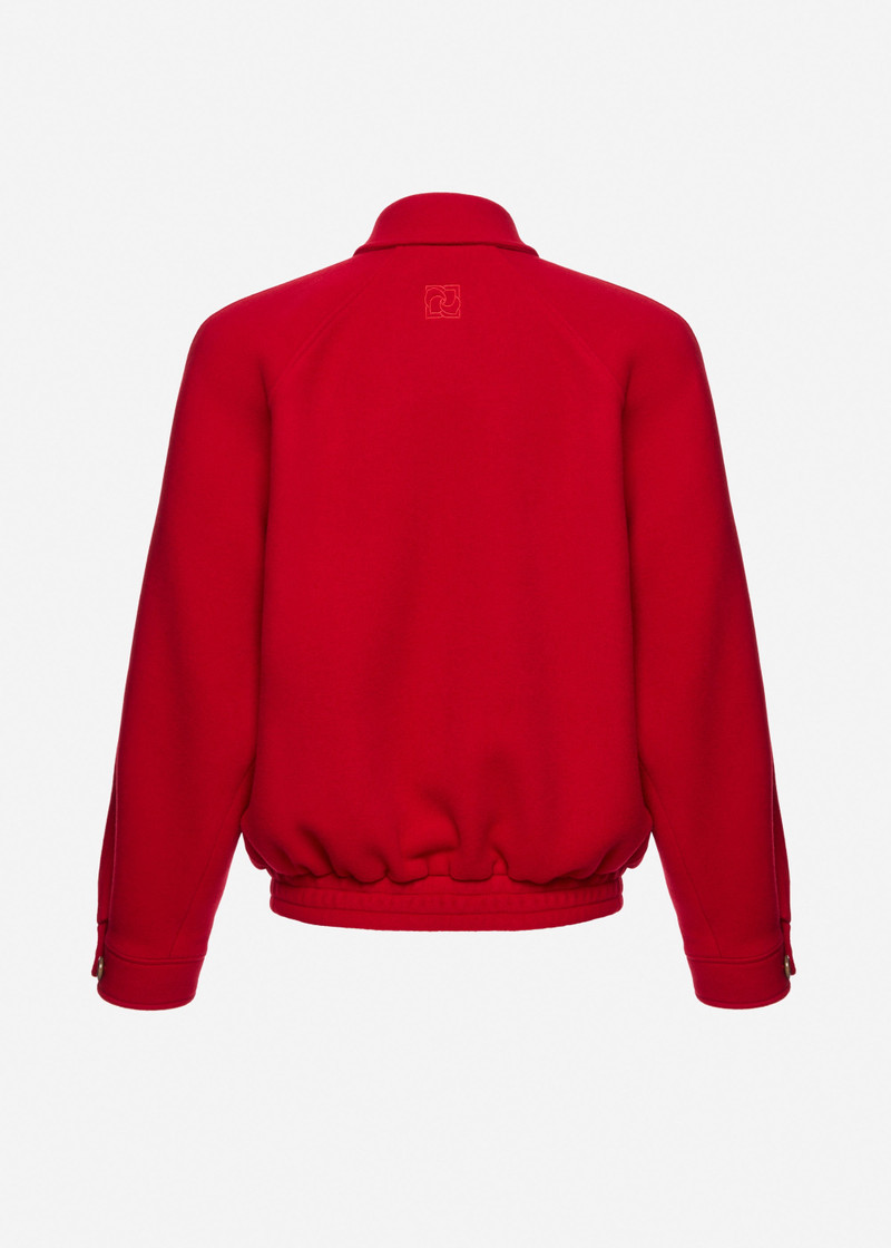 Wool zip-front bomber jacket in red 2