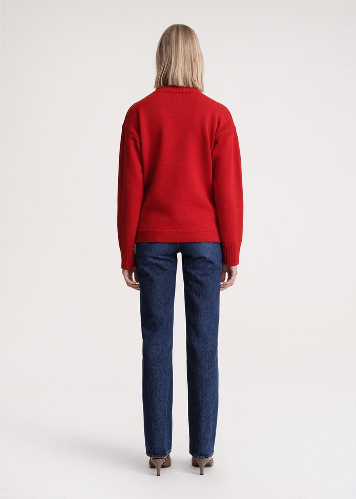 Wool guernsey knit red - 4
