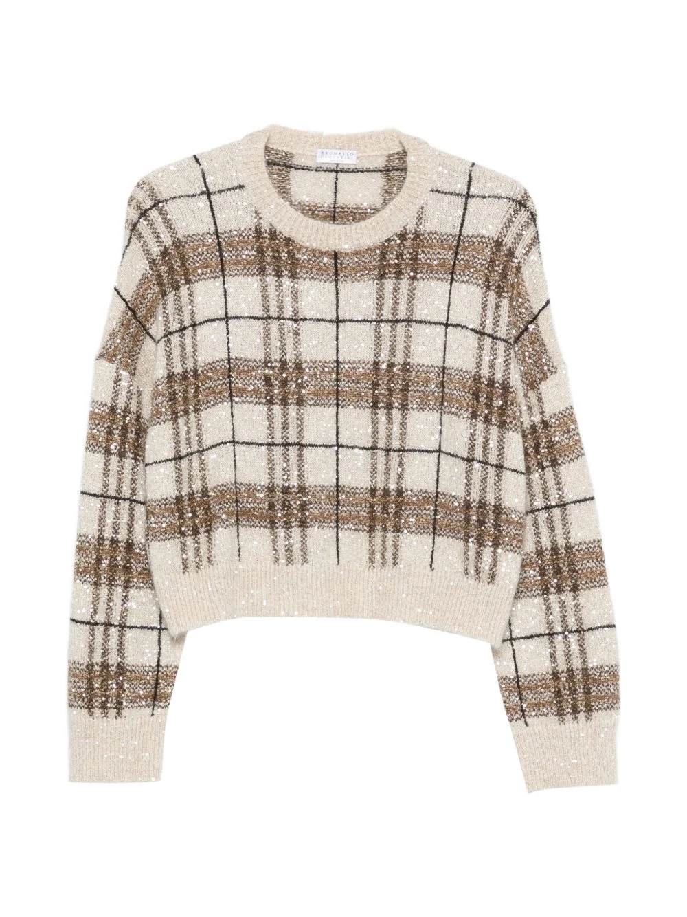 plaid-pattern sequin-embellishment sweater - 1