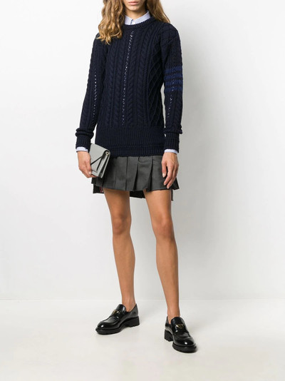 Thom Browne 4-Bar cable knit jumper outlook