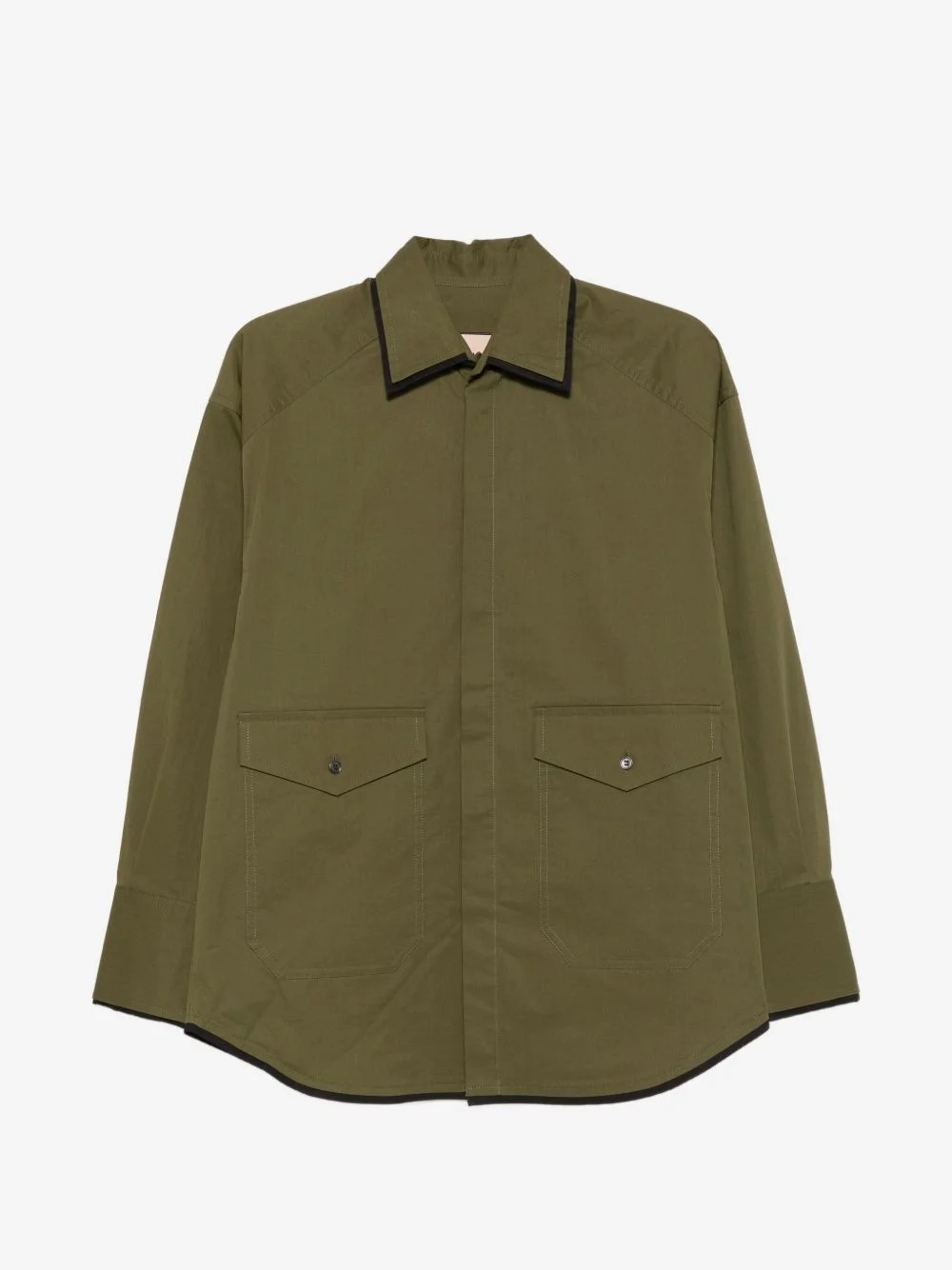 contrast-trim flap-pocket shirt - 1
