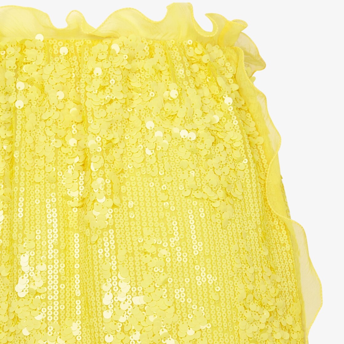 Miniskirt with fitted high waist. Made of yellow silk chiffon, entirely covered with all-over sequin - 3
