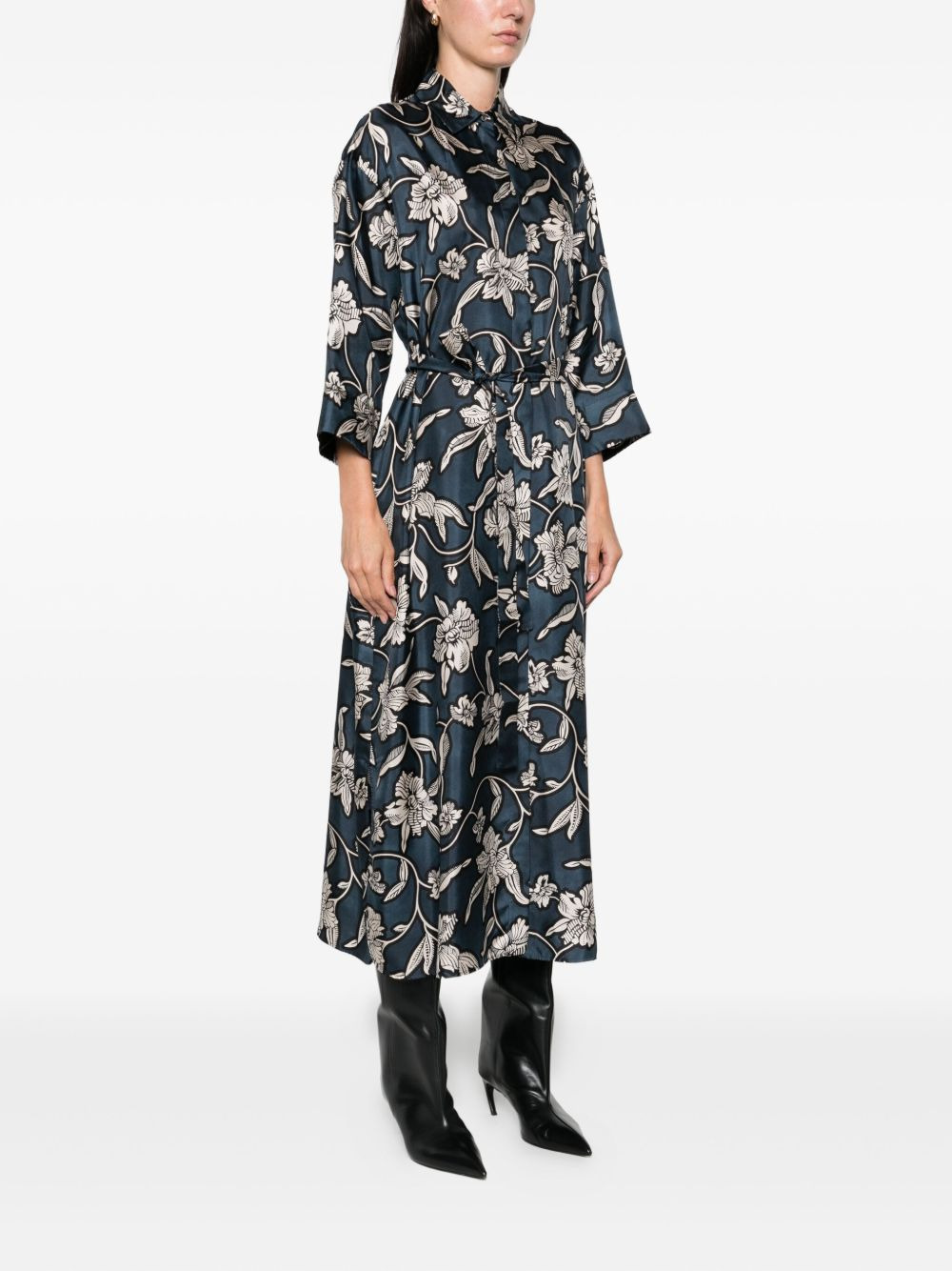 floral-print shirt dress - 3