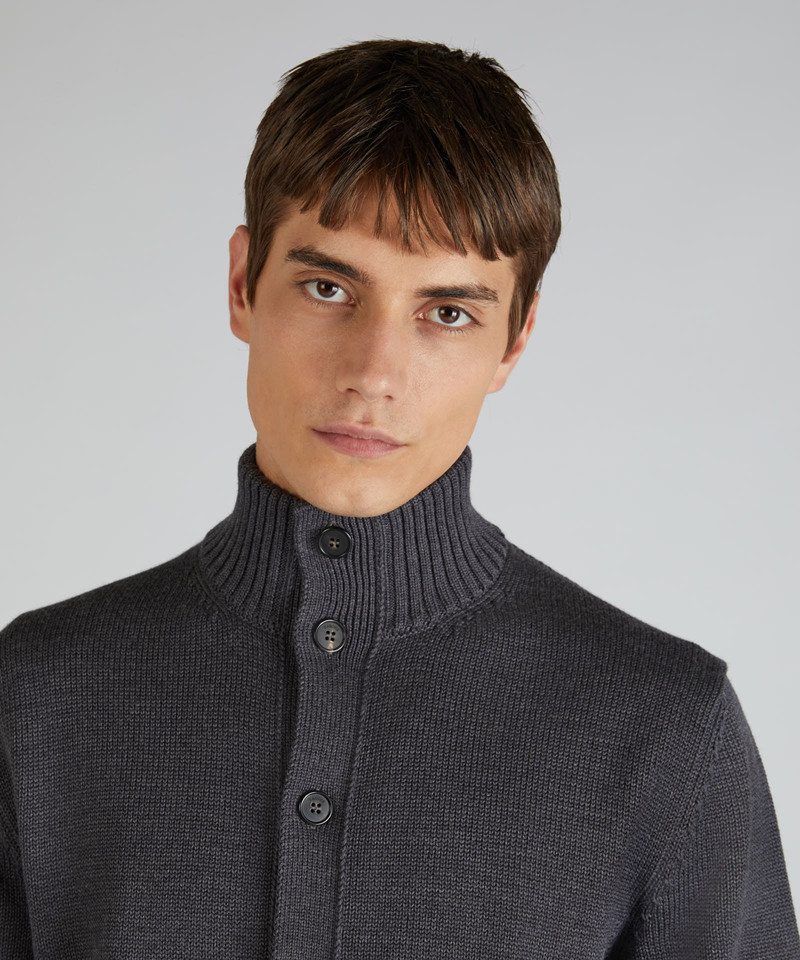 Slim-fit merino wool Bomber cardigan 5