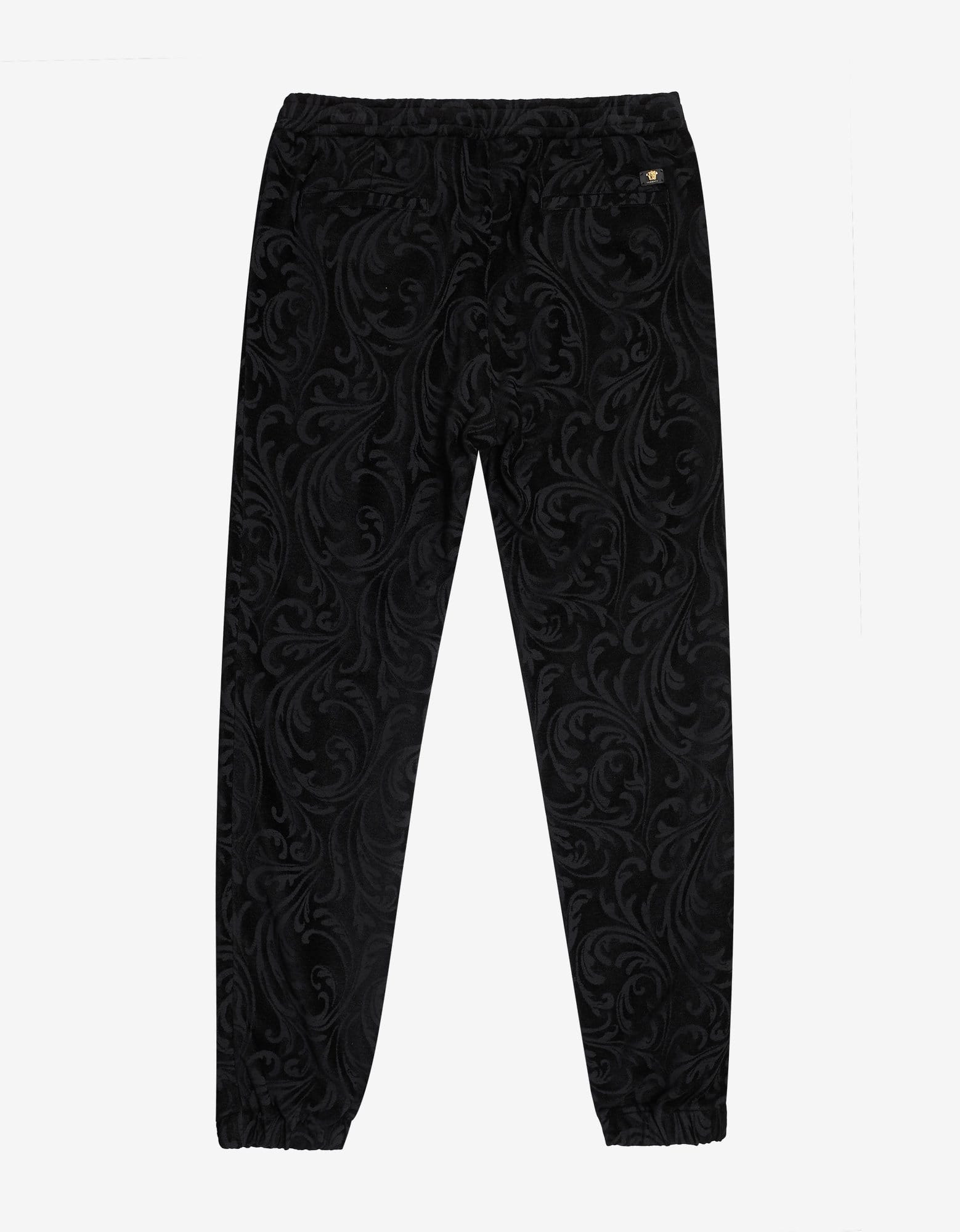 Versace Black Velvet Baroque Sweat Pants - 2