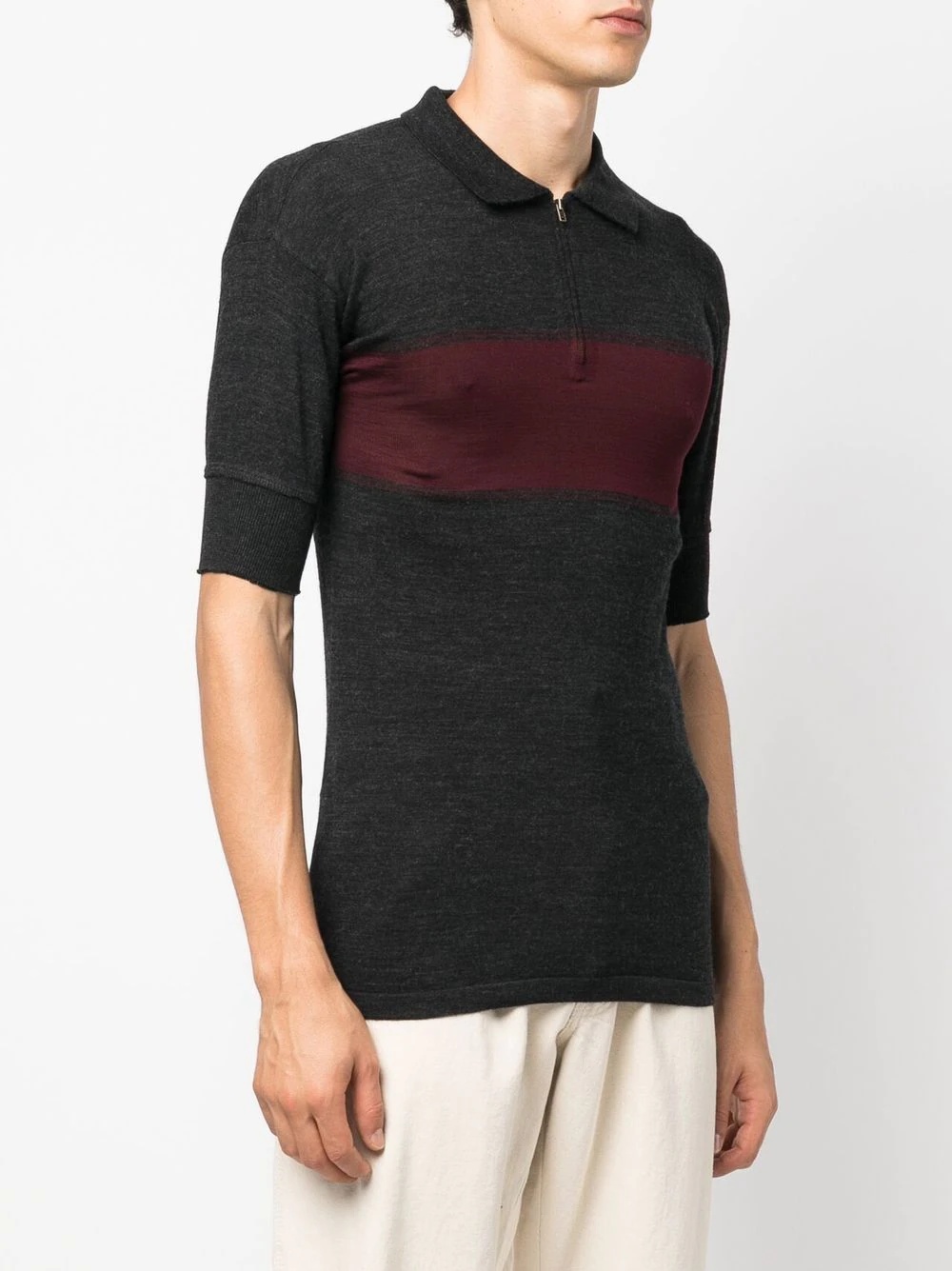 two-tone zip-up polo shirt - 4