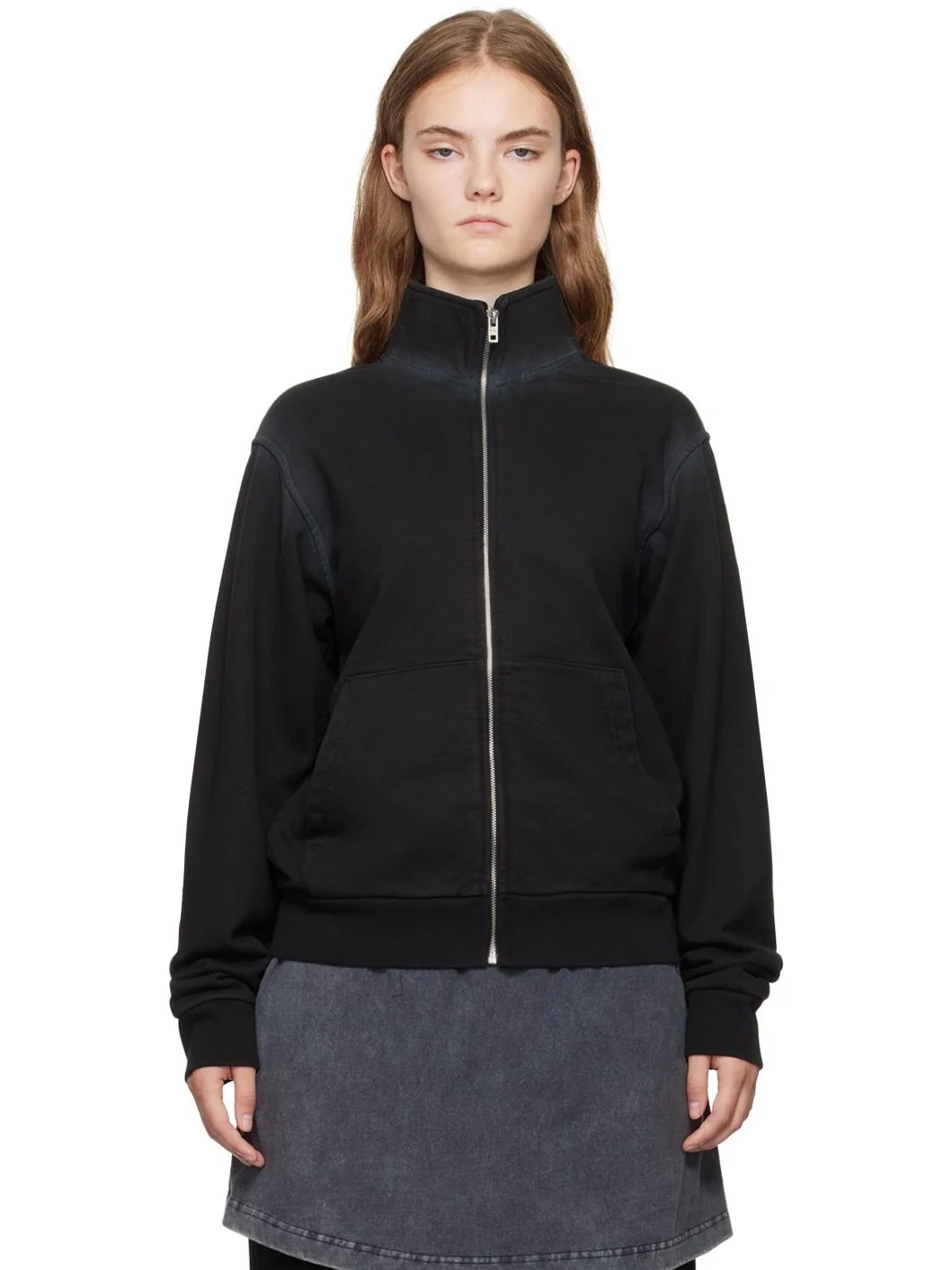 Black Embroidered-Logo Track Jacket - 1