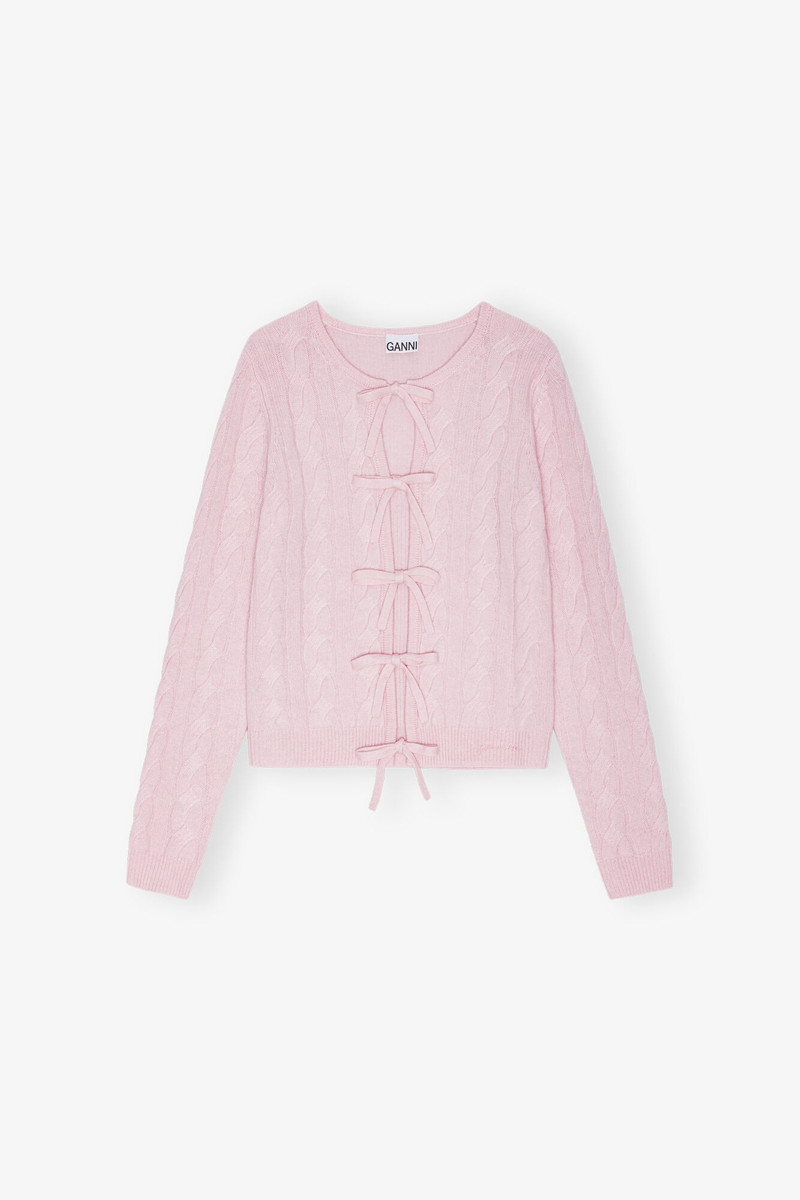 PINK CASHMERE MIX TIE STRING CARDIGAN 1