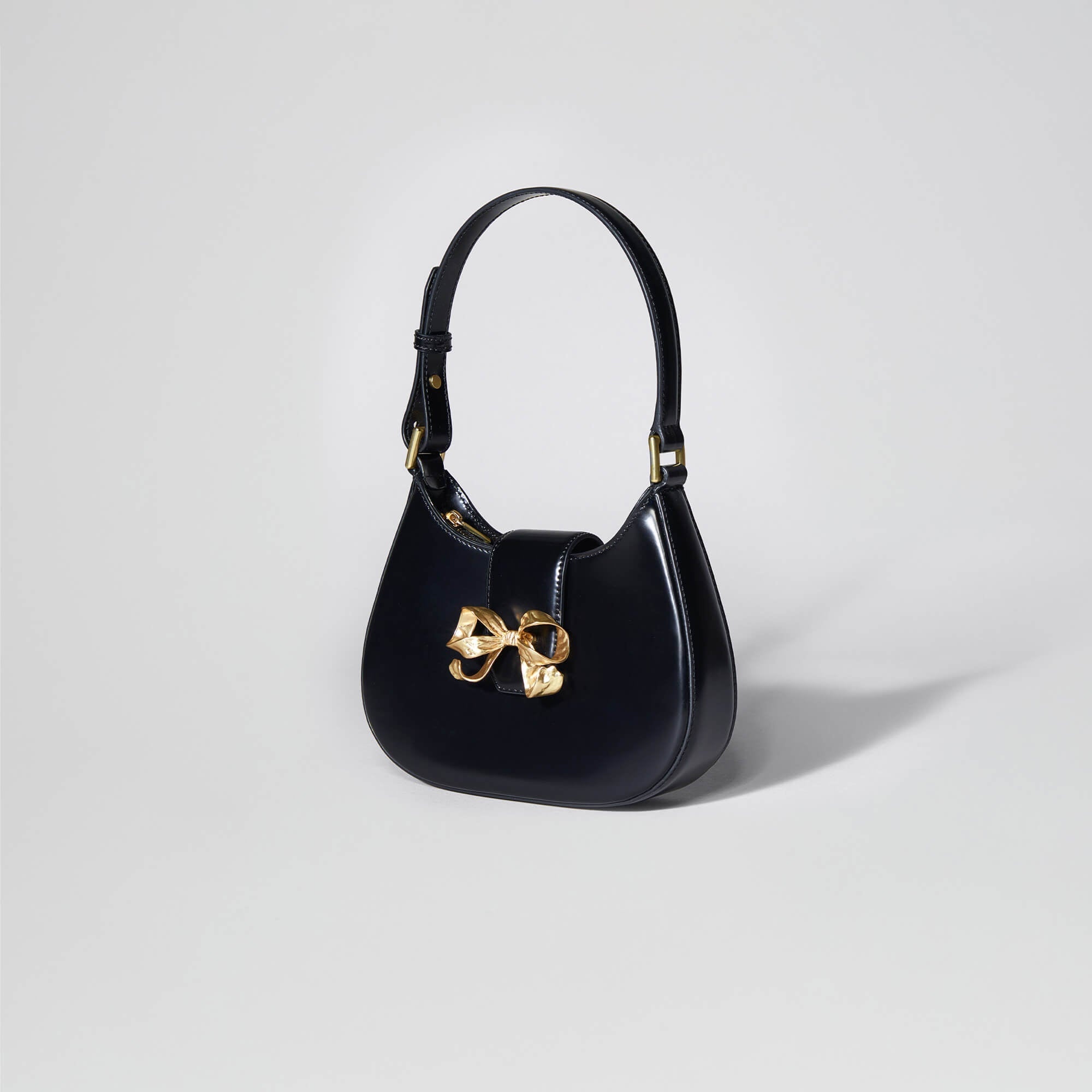 Black Crescent Bow Mini Shoulder Bag - 2