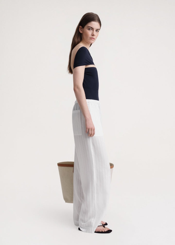 Jacquard stripe drawstring trouser white - 3